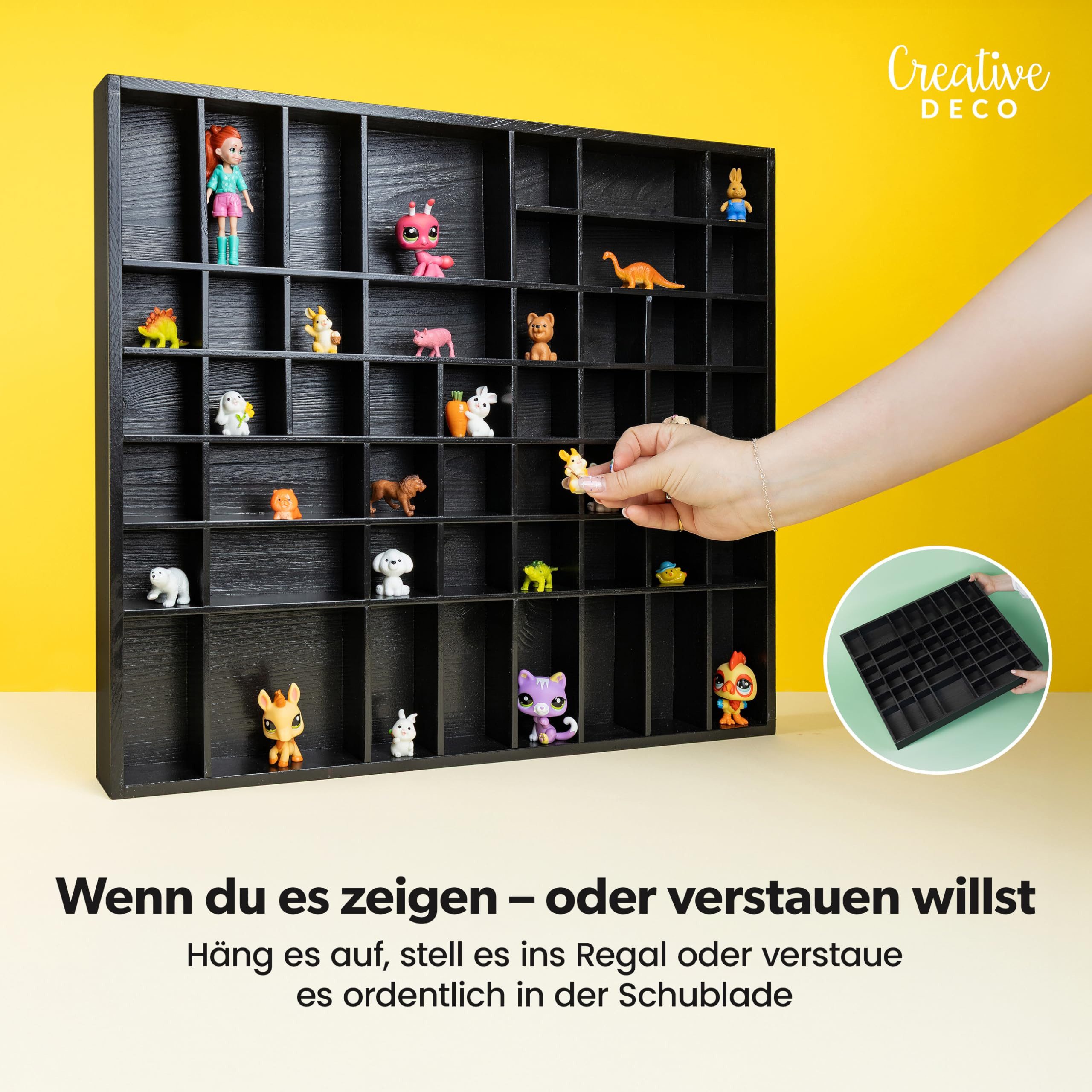 Creative Deco Schubladenbox Setzkasten Holz Sammelbox 51 Fächer 52x46x5 cm – Bild 4 von 5