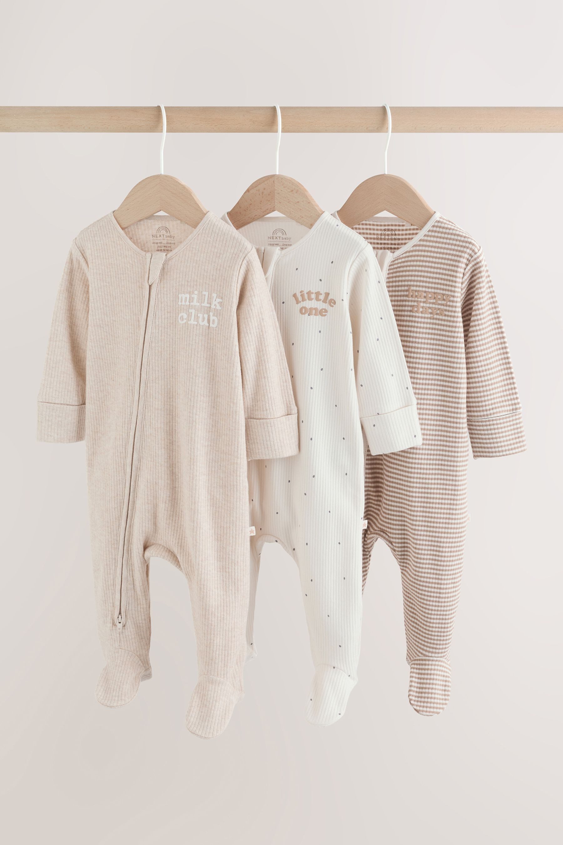 Next Schlafoverall Babyschlafanzüge mit Zweiwege-RV, 3er-Pack (3-tlg)