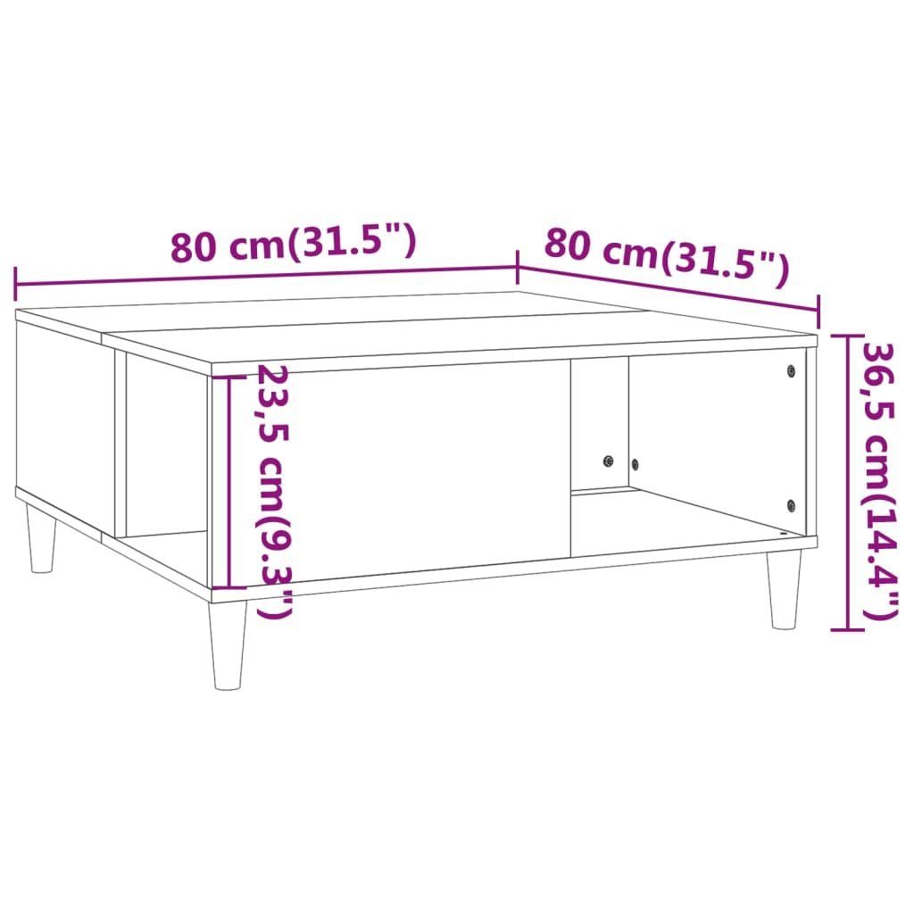 Couchtisch 80x80x36,5 Couchtisch (1-St) Eiche | Holzwerkstoff cm Sonoma Sonoma-Eiche Eiche vidaXL Sonoma