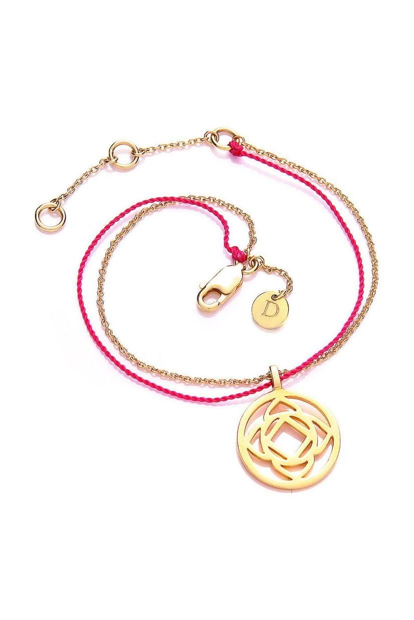 Daisy London Armband Base Chakra Red Nuit, aus 925er Sterling-Silber und Textil, Karabiner, Rot, Gold