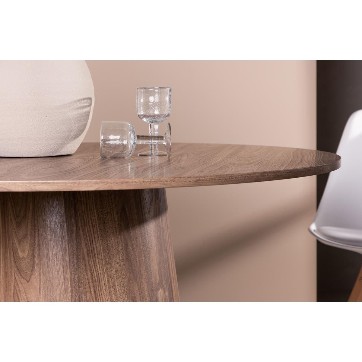 BOURGH Säulen-Esstisch LANZA runder Esstisch Ø120x75cm - Esszimmertisch in natur braun, in modernem Design
