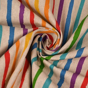 Vorhang SCHÖNER LEBEN. Vorhang Stripe Rainbow Streifen natur bunt 245cm, SCHÖNER LEBEN., Smokband (1 St), blickdicht, Baumwolle, handmade, made in Germany, vorgewaschen