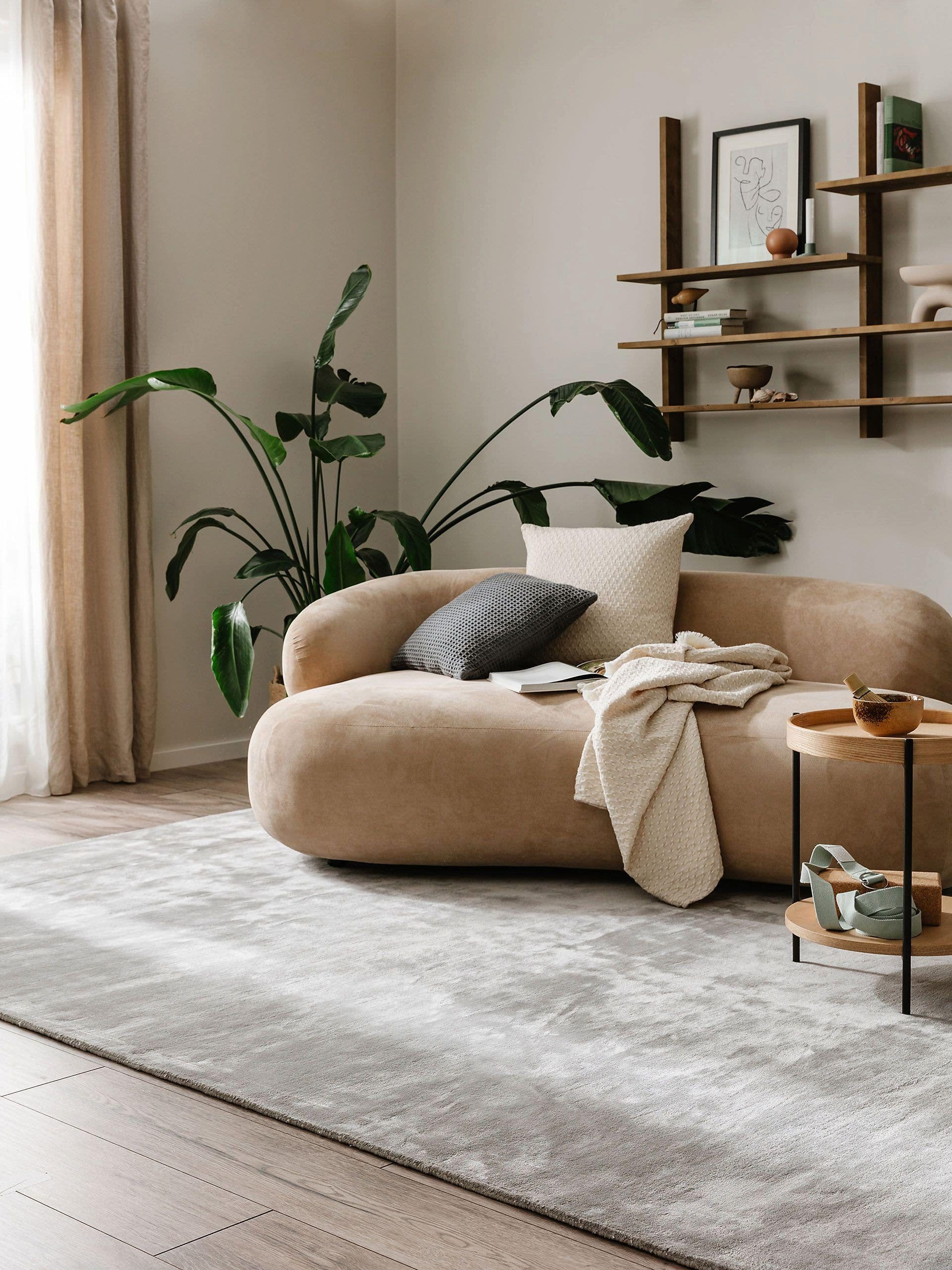 benuta Teppich Nela, rechteckig, Höhe: 6 mm, Teppich Wohnzimmer, Esszimmer, Schlafzimmer, Flur, Uni, Hygge & Cozy