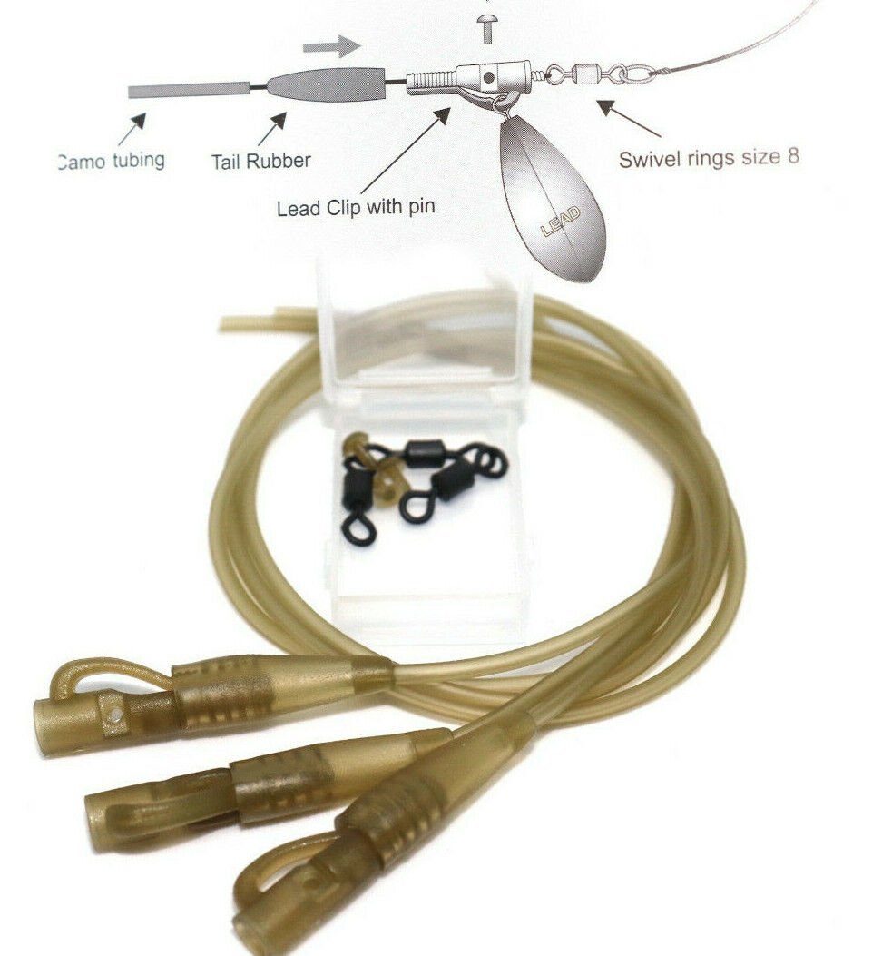 Vorfachschnur Safety Bolt Rig mit Camo Tubing 3er Set Karpfenvorfach Montage