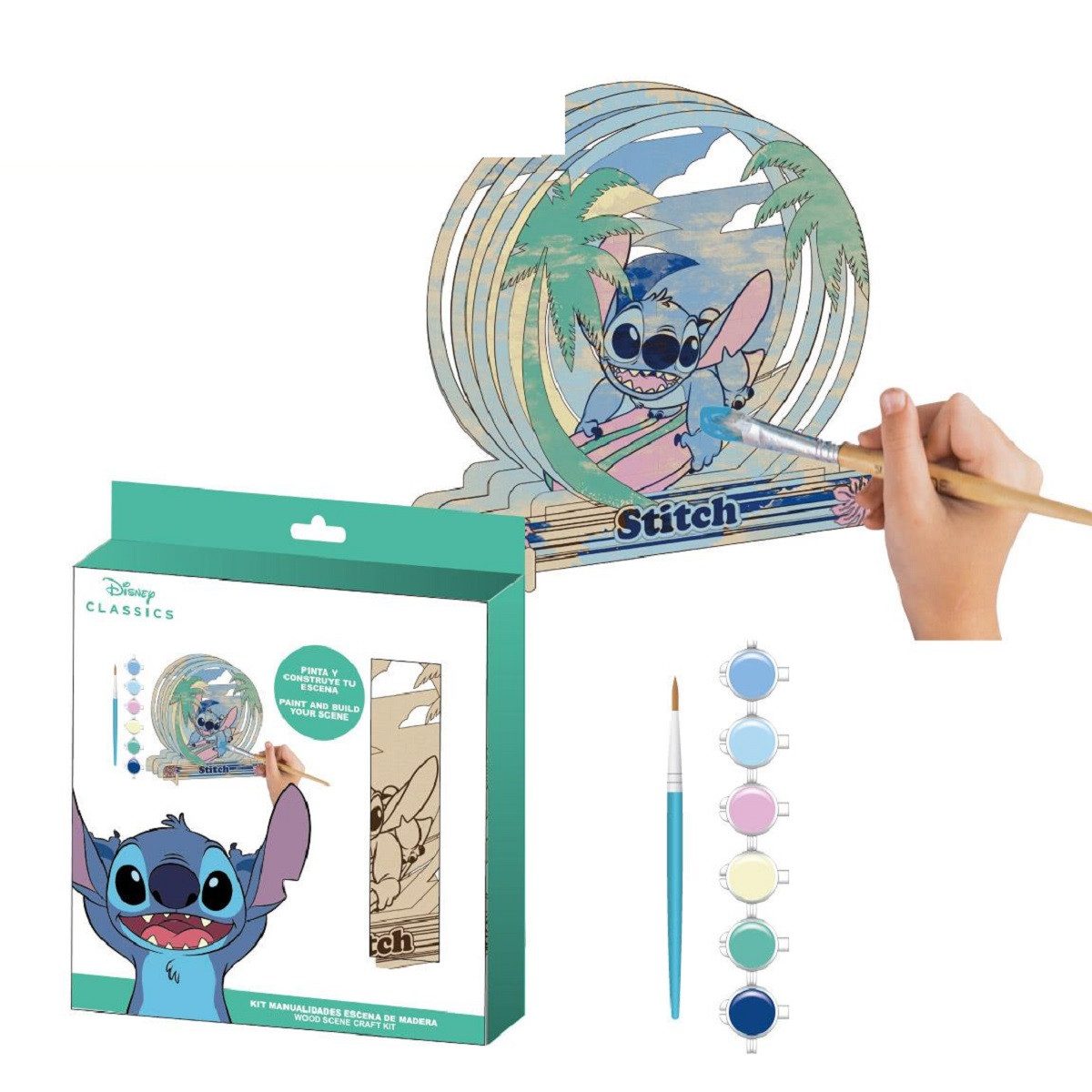 Cerda Malvorlage Disney Stitch Malset – Holzfiguren zum Ausmalen für kreative Kinder