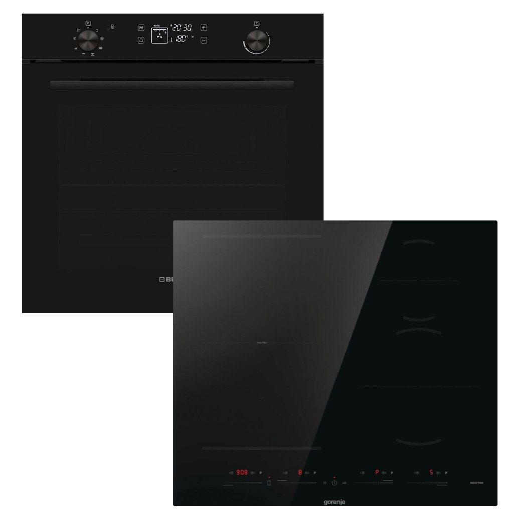 VESTEL Backofen-Set Backofen Pyrolyse visioTouch + Gorenje Induktionskochfeld Flex Boost, Pyrolyse-Selbstreinigung