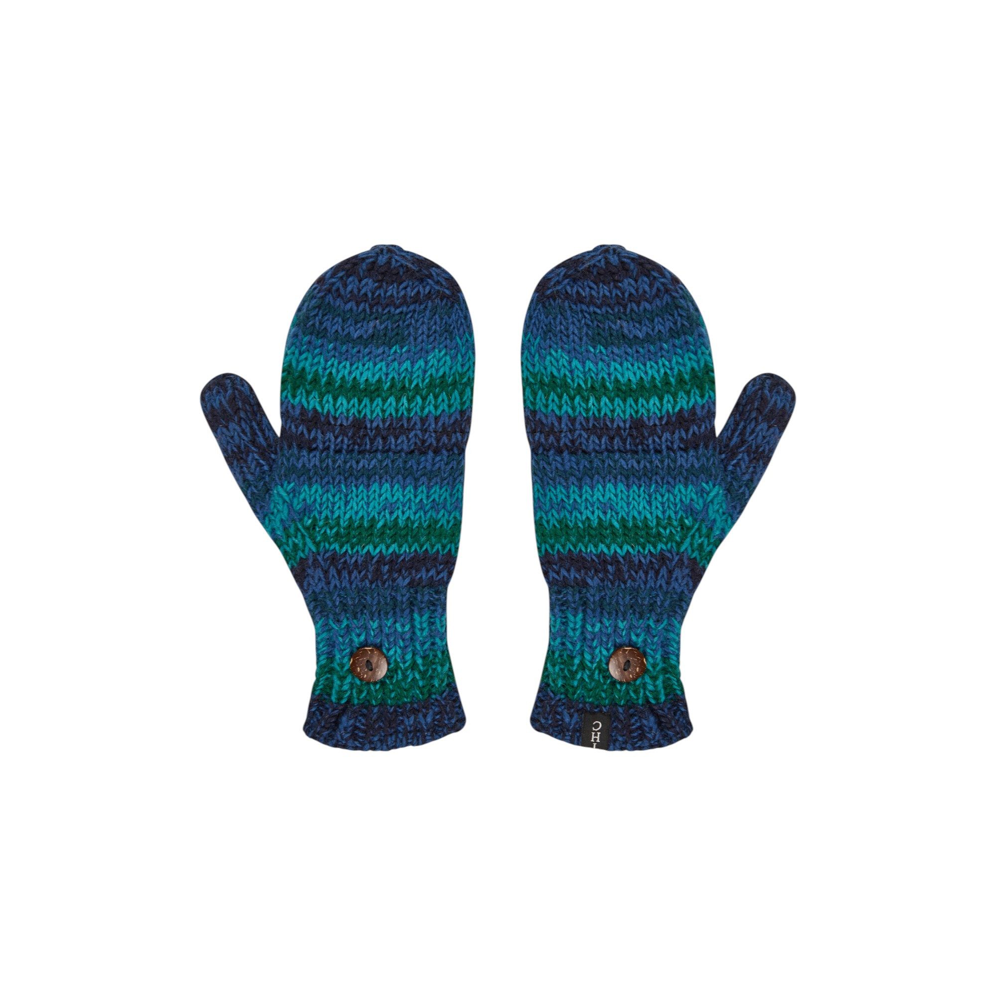 THC Natural Line Strickhandschuhe THC Klapphandschuhe 806 blau (1 Paar, 1-St., 1 Paar) abklappbare Fingerspitzen