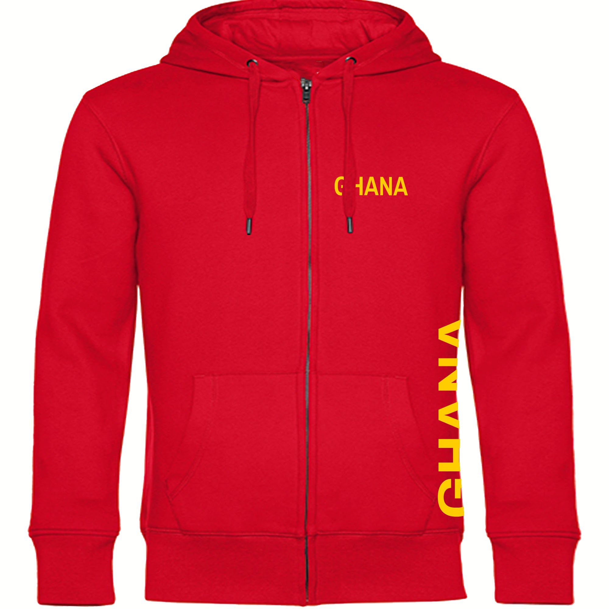 multifanshop Kapuzensweatjacke Ghana - Brust & Seite - Pullover