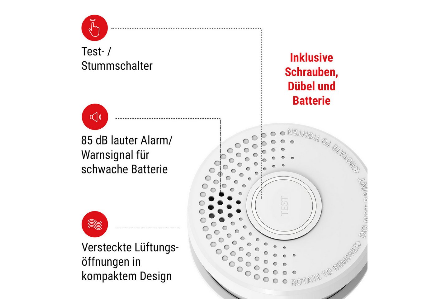 Thumbnail - ONECONCEPT Rauchmelder DOF39 mit Magnetic Mount Magnethalterung Rauchmelder