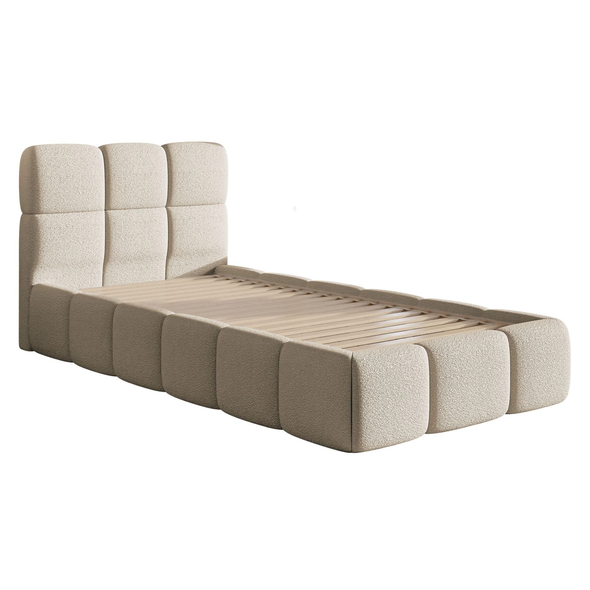 Selsey Kinderbett CLOUDY, mit Lattenrost, und Eck-Kopfteil, Bouclé, 90x200 cm