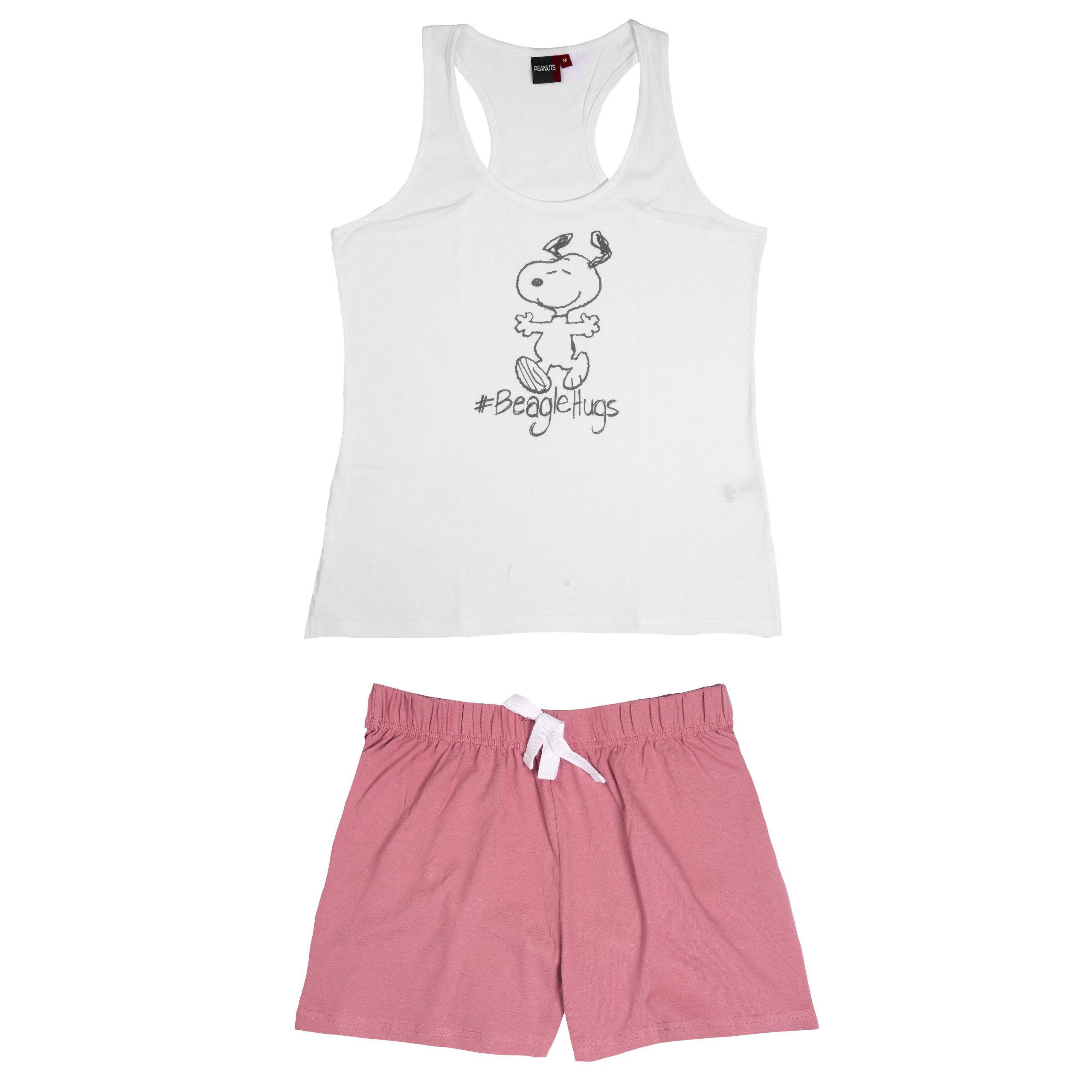 United Labels® Schlafanzug The Peanuts Schlafanzug für Damen - Snoopy  Weiß/Pink