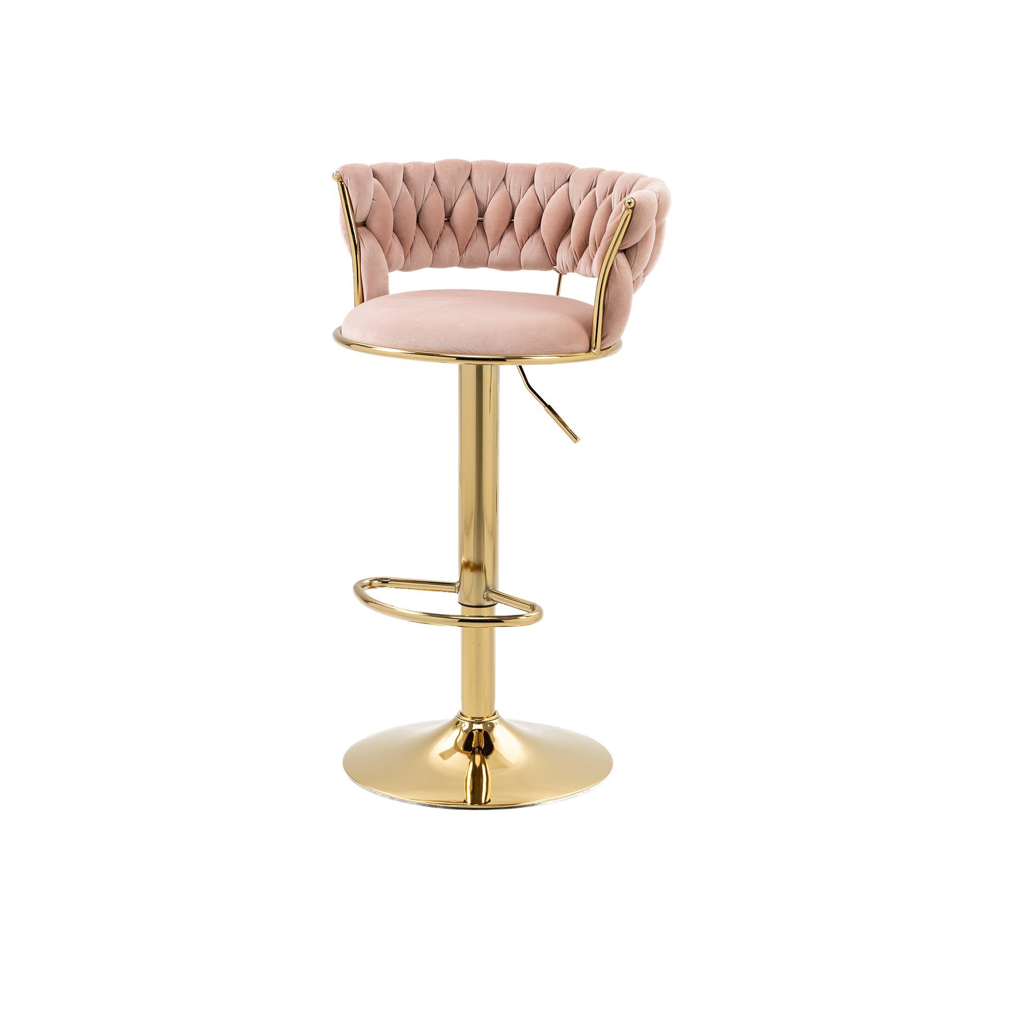 2 St., Barstühle & gepolstert Rosa Ulife Set,höhenverstellbar Rücklehne mit Barhocker Rosa | 360° drehbar, 2er