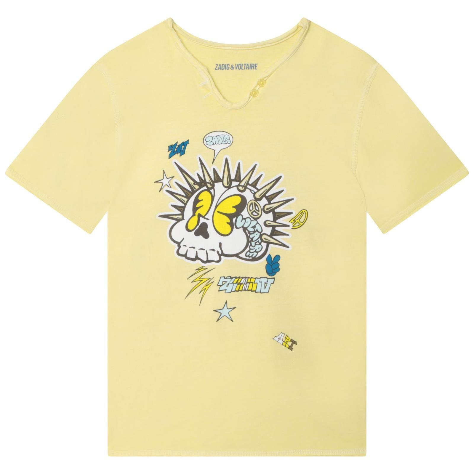 Print-Shirt Aufdruck & T-Shirt Voltaire VOLTAIRE ZADIG Zadig mit & gelb