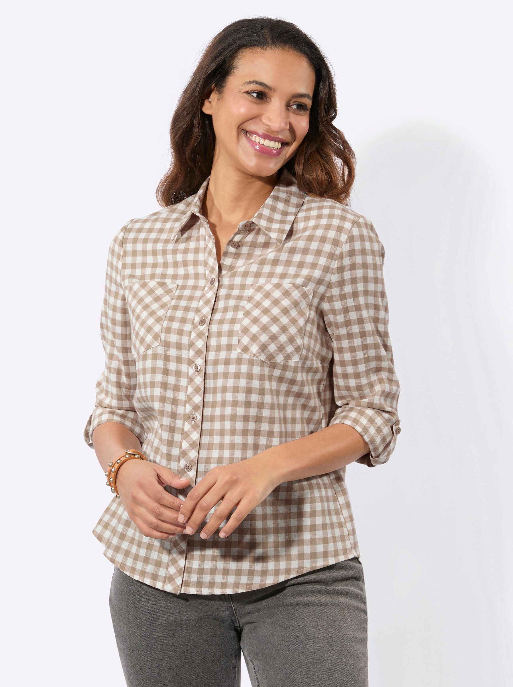 Witt Klassische Bluse Karo-Flanellbluse Langarm