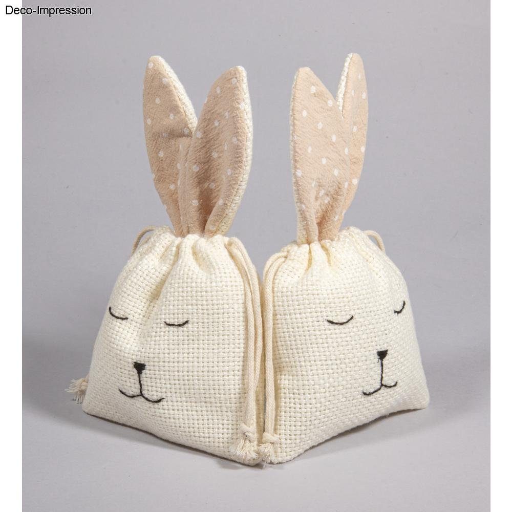 Rayher Hobby Osternest Stoffsäckchen Hase, 12 x 21 cm, 2 Stück, Stoffsäckchen Hase