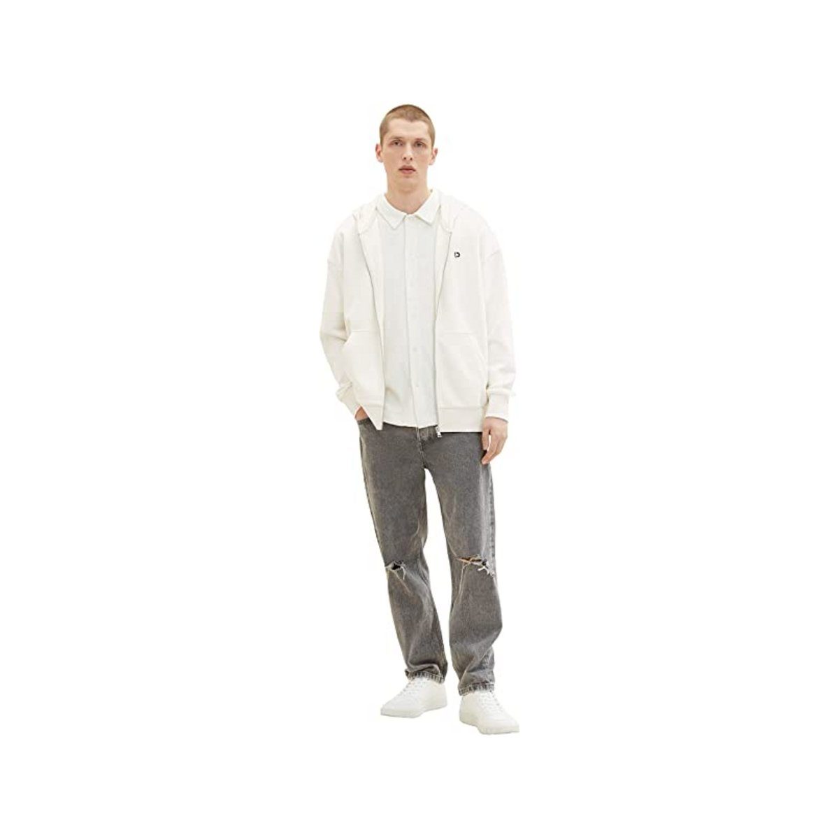 TAILOR uni Denim TAILOR White (1-tlg) Sweatshirt TOM TOM Wool