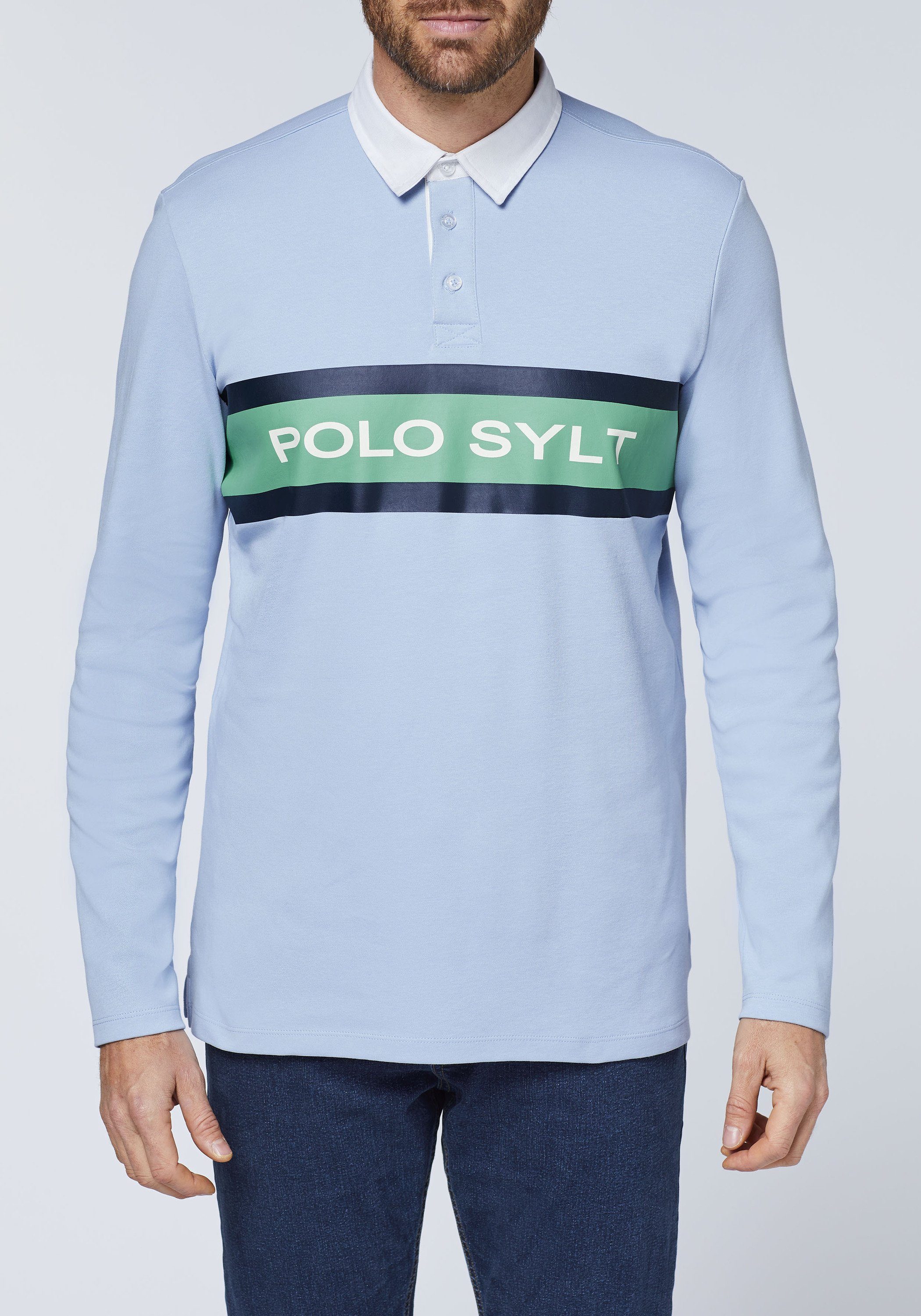 Polo Sylt Poloshirt im Label-Design Brunnera 16-3922 Blue