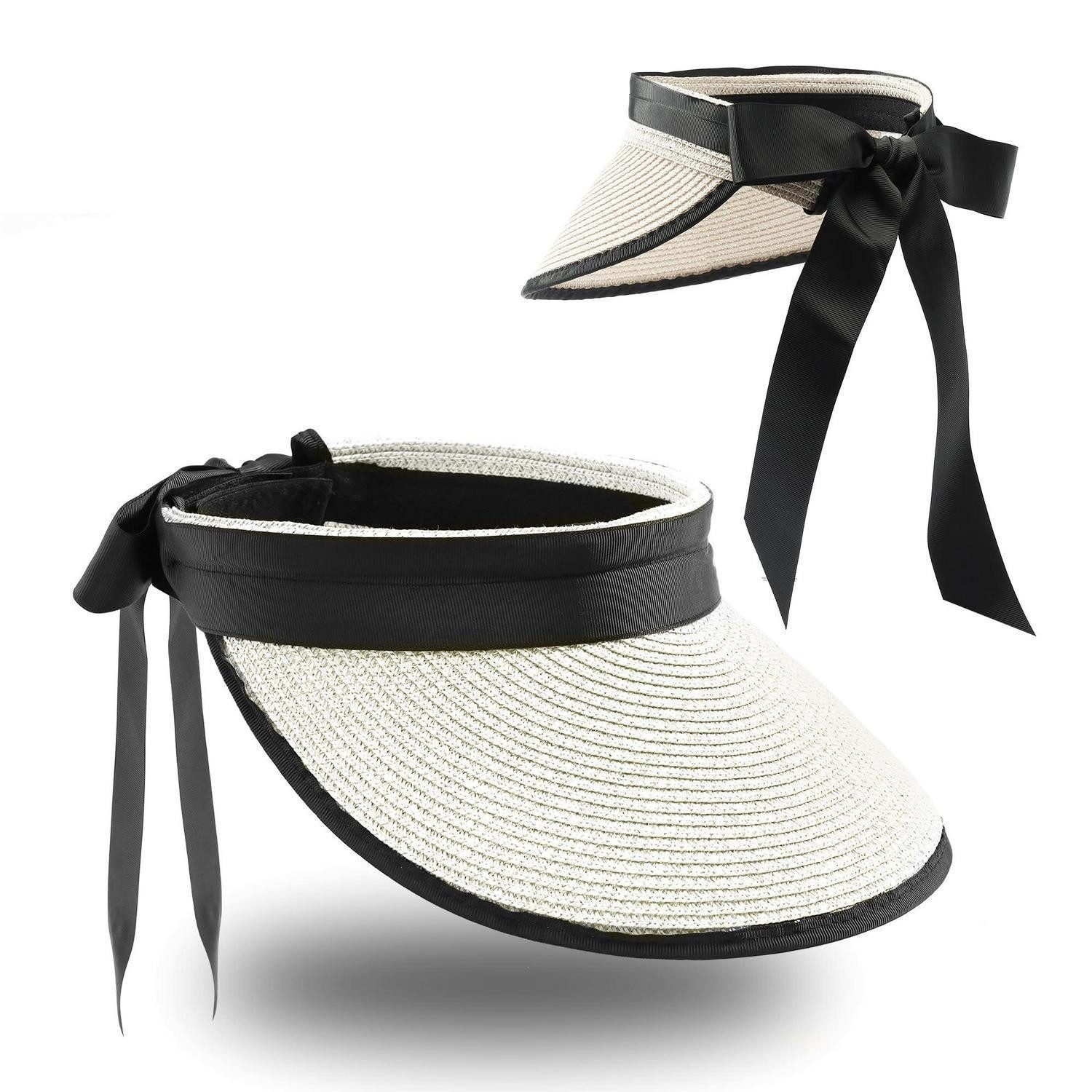 LuxusKollektion Strohhut Sommerhut Strohhut Unisex Schildkappe Strand Golf 52-61 Weiß