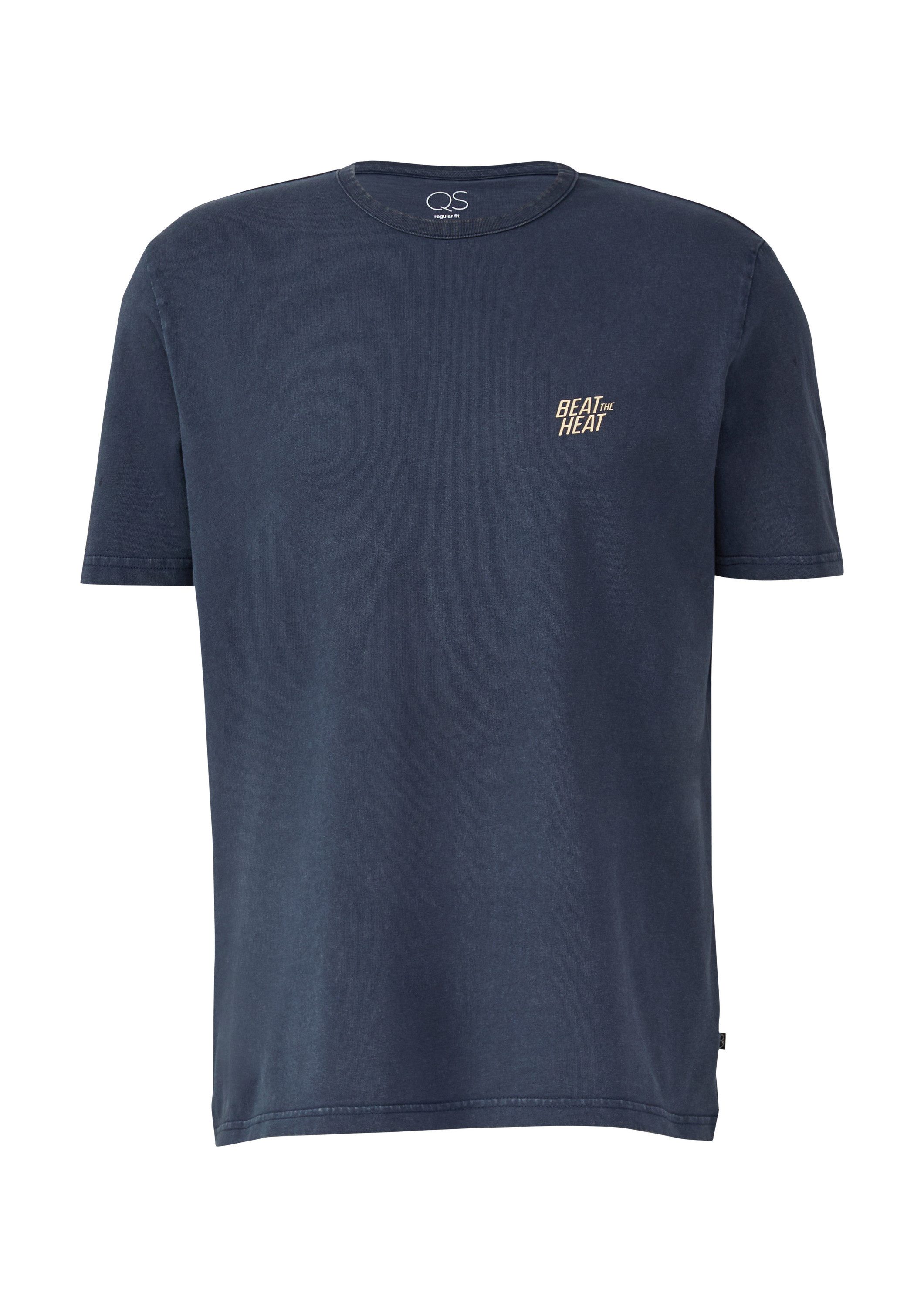 QS Kurzarmshirt T-Shirt Gewaschenes T-Shirt mit Front- und Rückenprint
