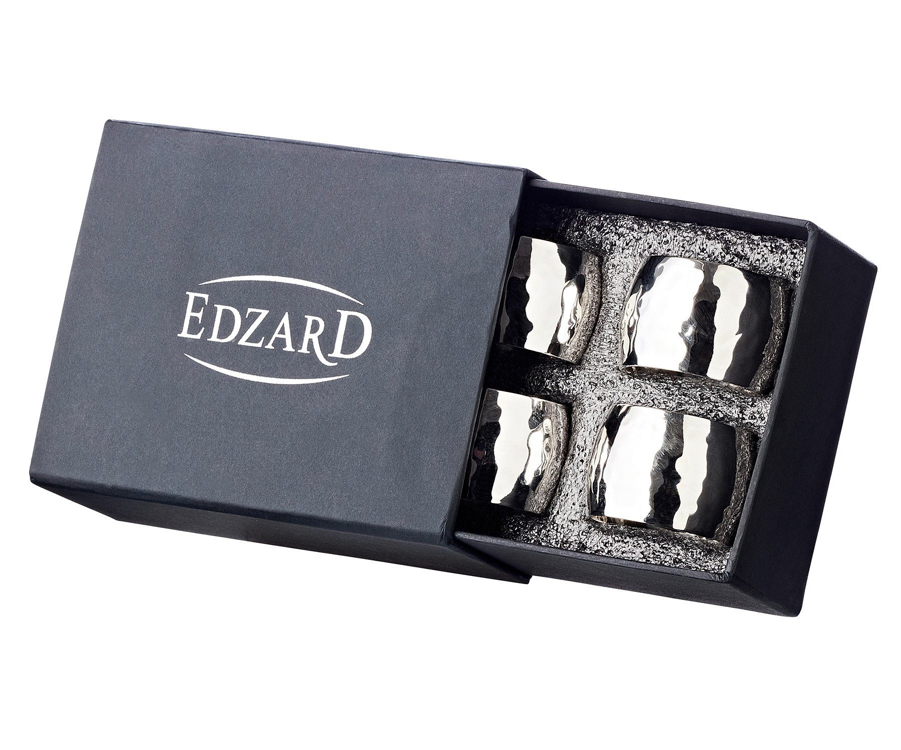EDZARD Serviettenring Flux, Messing, anlaufgeschützt, Ringe für Stoffservietten und Papierservietten