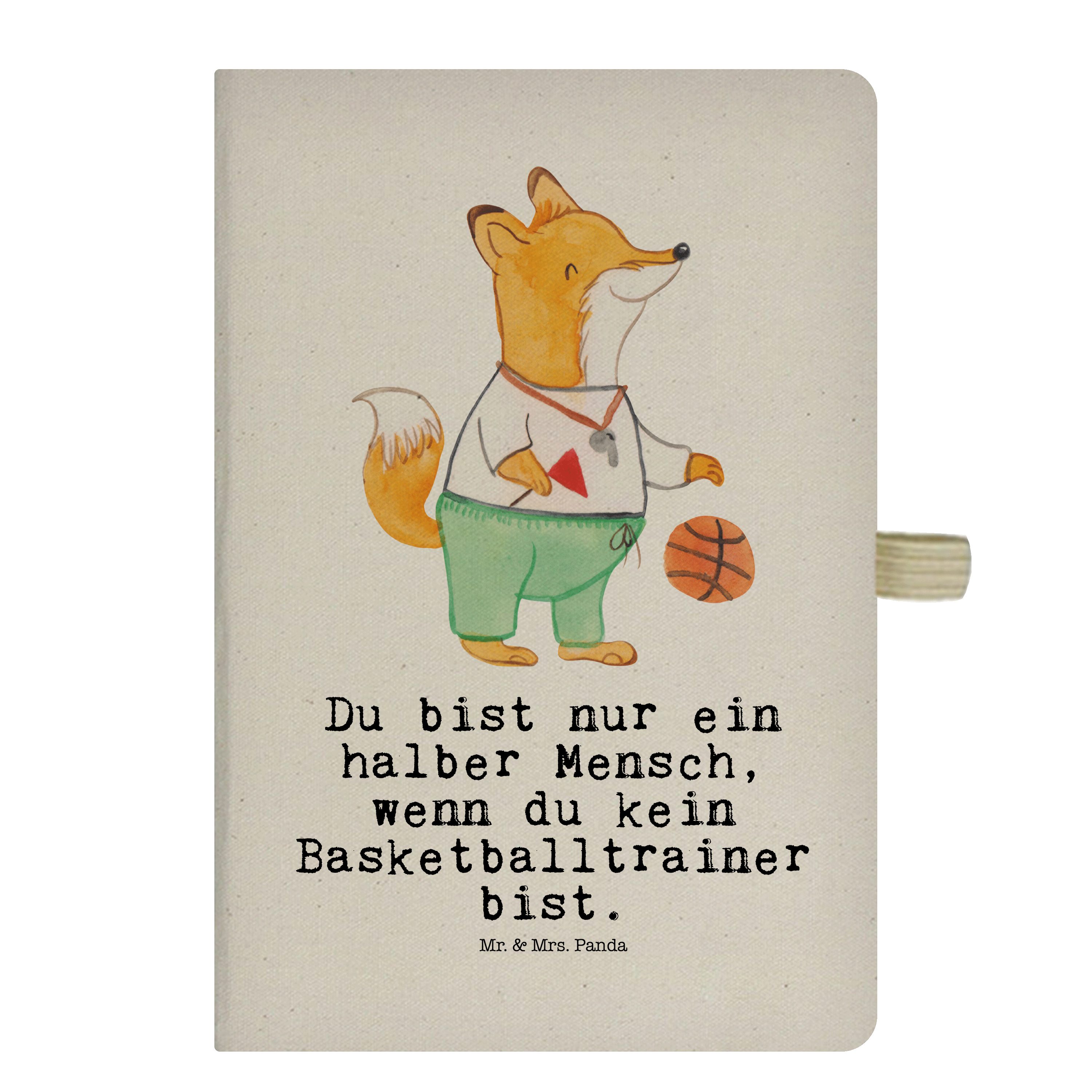 Mr. & Mrs. Panda Notizbuch Basketballtrainer mit Herz - Transparent - Geschenk, Basketballcoach, Mr. & Mrs. Panda