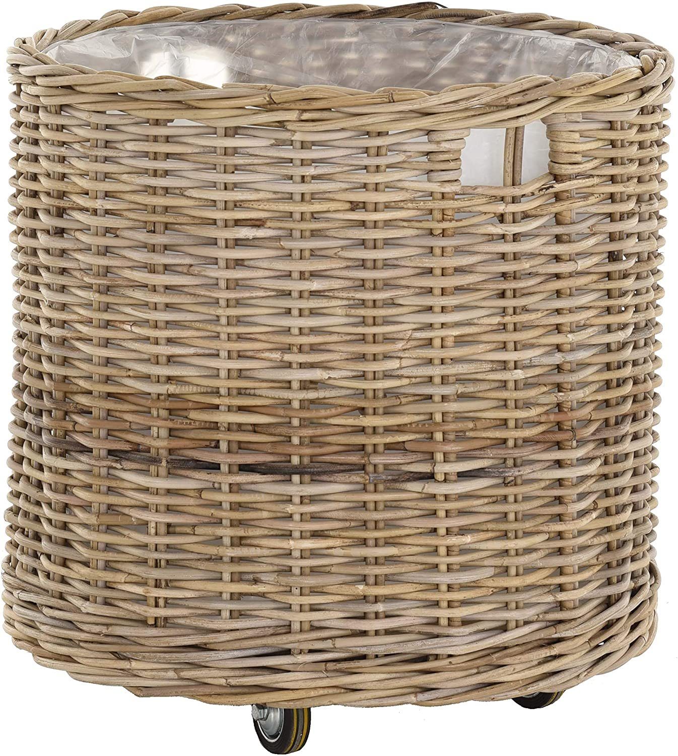 Allzweckkorb Pflanzkorb groß Rattan XXL Rollkorb Rattankorb Grau Natur Rund
