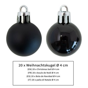 ToCi Weihnachtsbaumkugel Weihnachtskugeln Schwarz, Christbaumkugeln Deko-Kugeln Baumschmuck