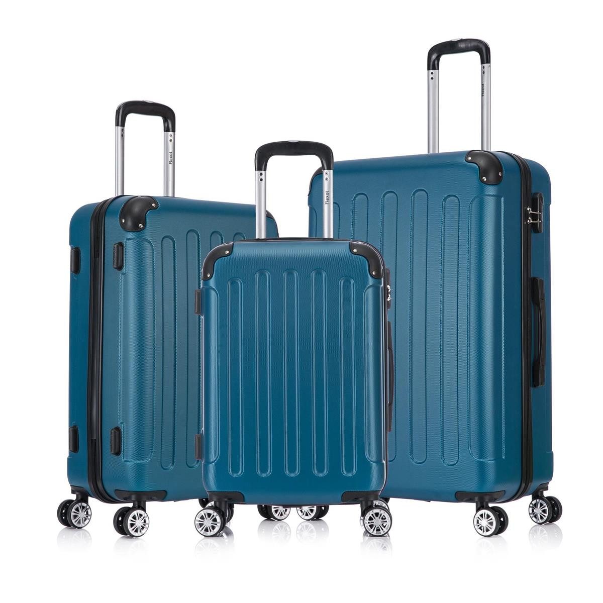 Flexot Hartschalen-Trolley F-2045 Kofferset, 360° Rollen, robuster Reisekoffer, Bordcase, 4 Rollen, Robuster und moderner Koffer mit vier 360° Rollen und Zahlenschloss