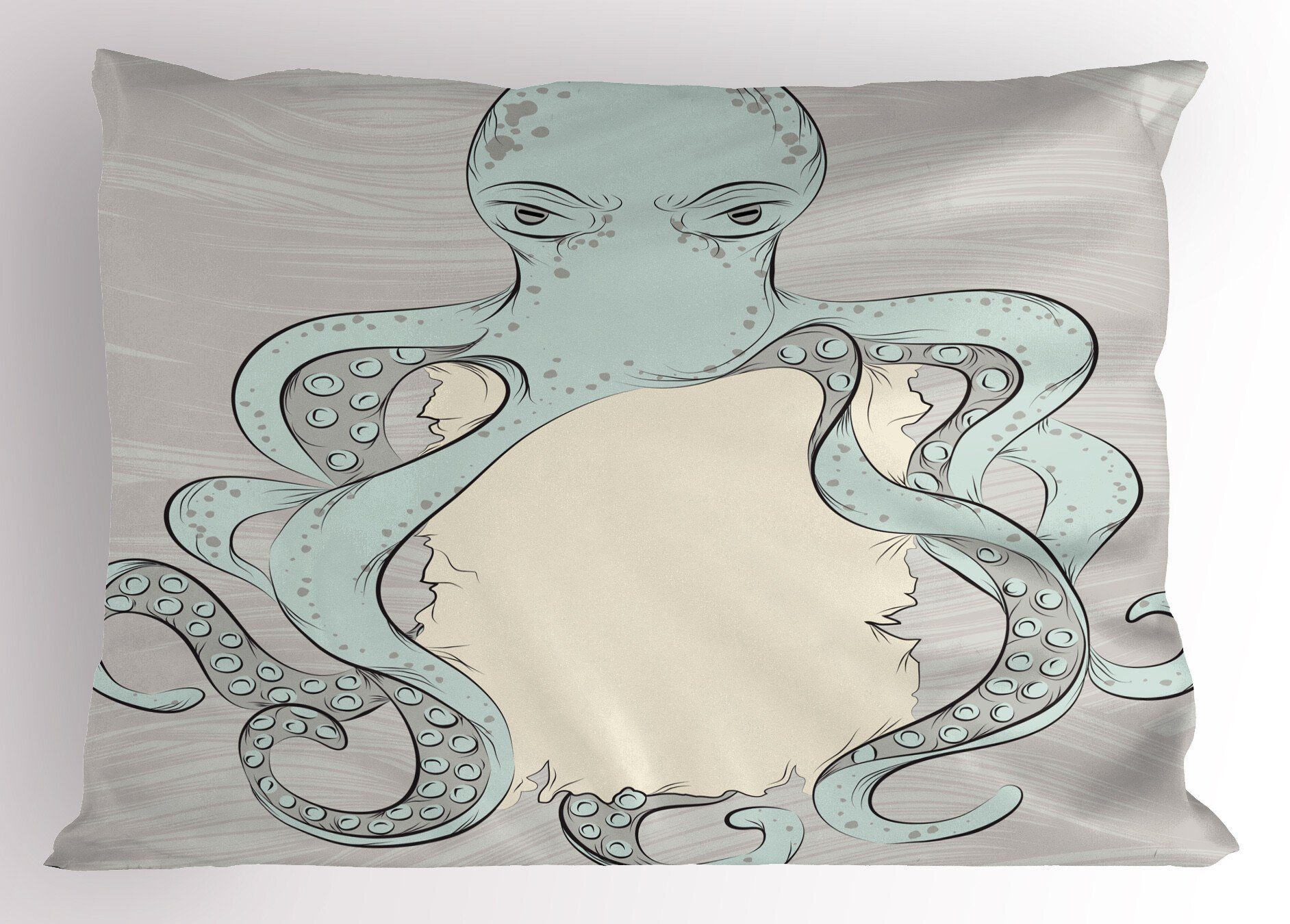 Stück), Octopus Kissenbezüge Standard King Gedruckter Size Grumpy Seeungeheuer Dekorativer Kissenbezug, Abakuhaus (1 Messy