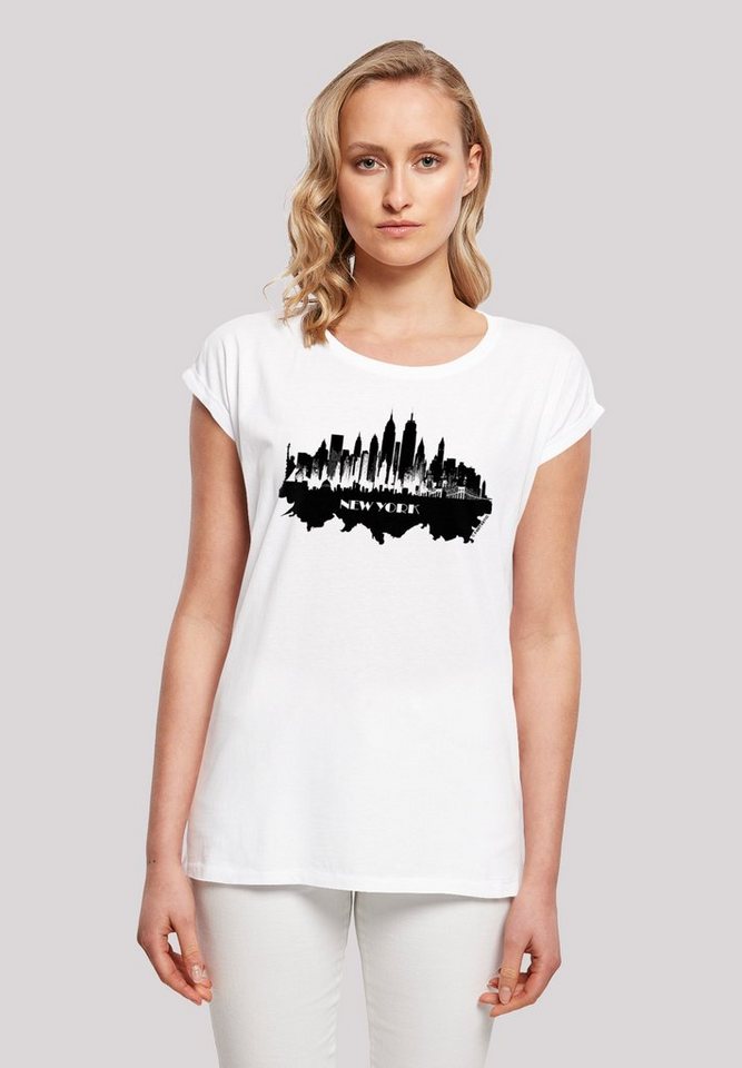 F4NT4STIC T-Shirt Cities Collection - New York skyline Print, Das Model ist  170 cm groß und trägt Größe M