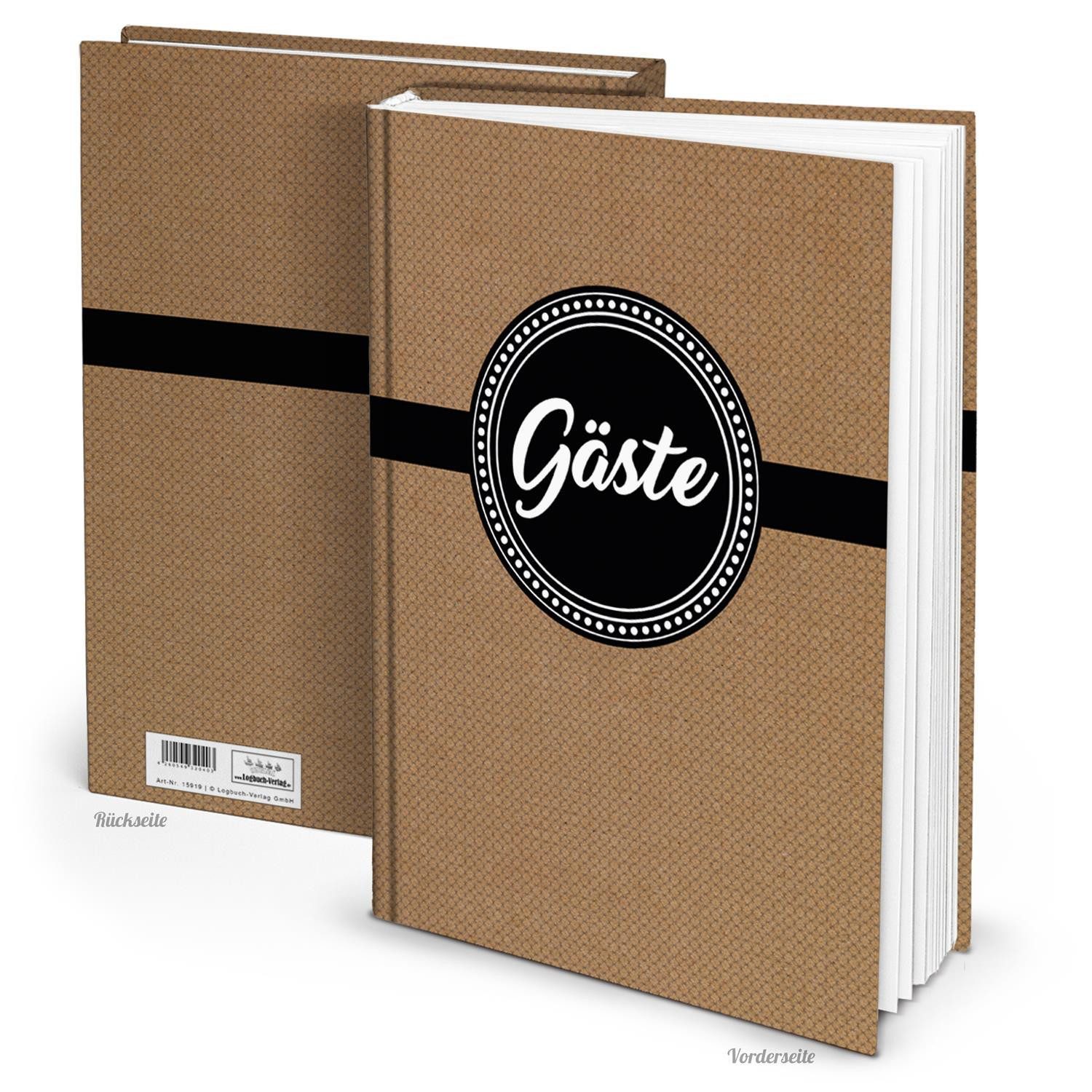 Logbuch-Verlag Dekofigur Gästebuch DIN A4 Hardcover braun schwarz weiß - leeres Buch für