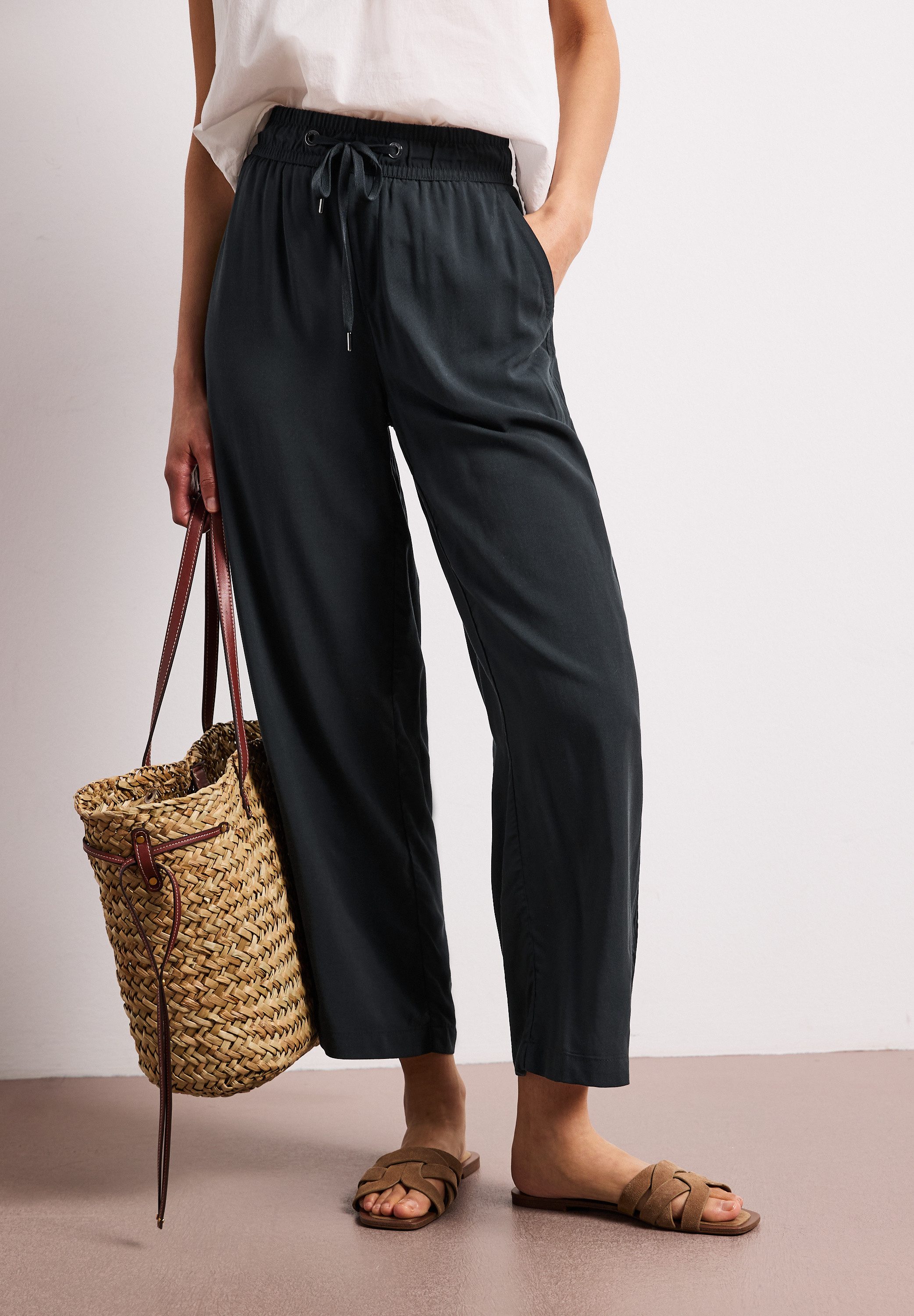STREET ONE Stoffhose Style Emee 3/4-Sommerhose mit elastischem Bund und Tunnelzug