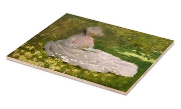 Posterlounge Holzbild Claude Monet, Die Leserin, Wohnzimmer Malerei