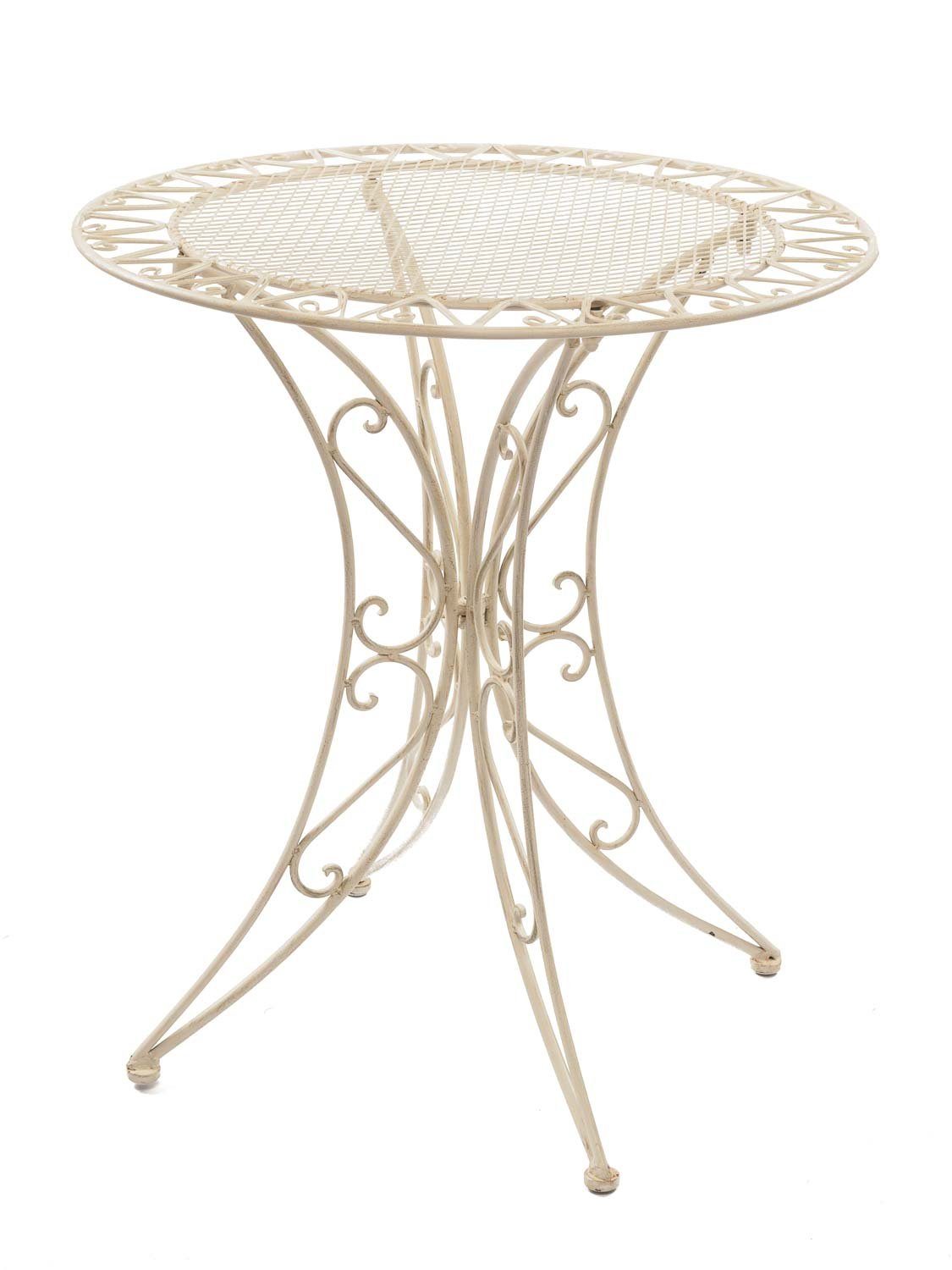 79cm Tisch creme Eisen Aubaho Antik-Stil Gartentisch weiß Garten Gartentisch Bistrotisch