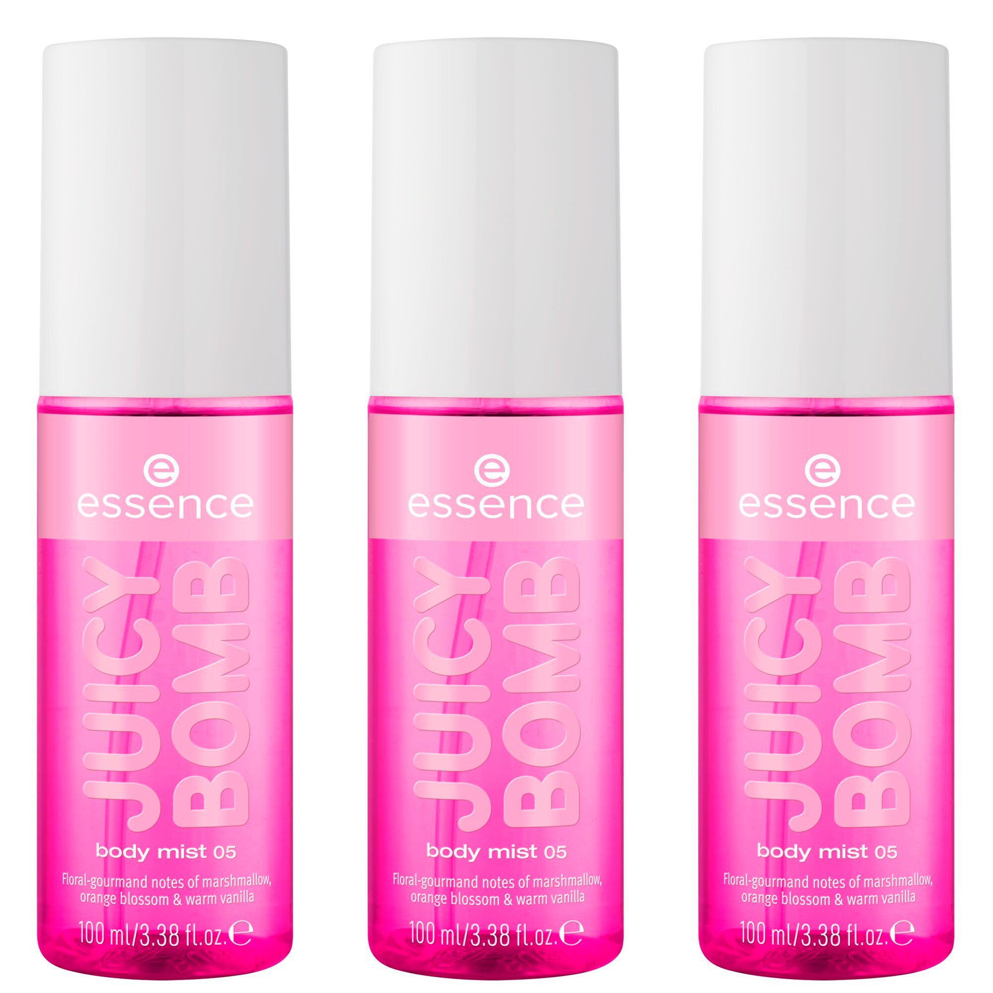 Essence Körperspray JUICY BOMB body mist, 3-tlg.