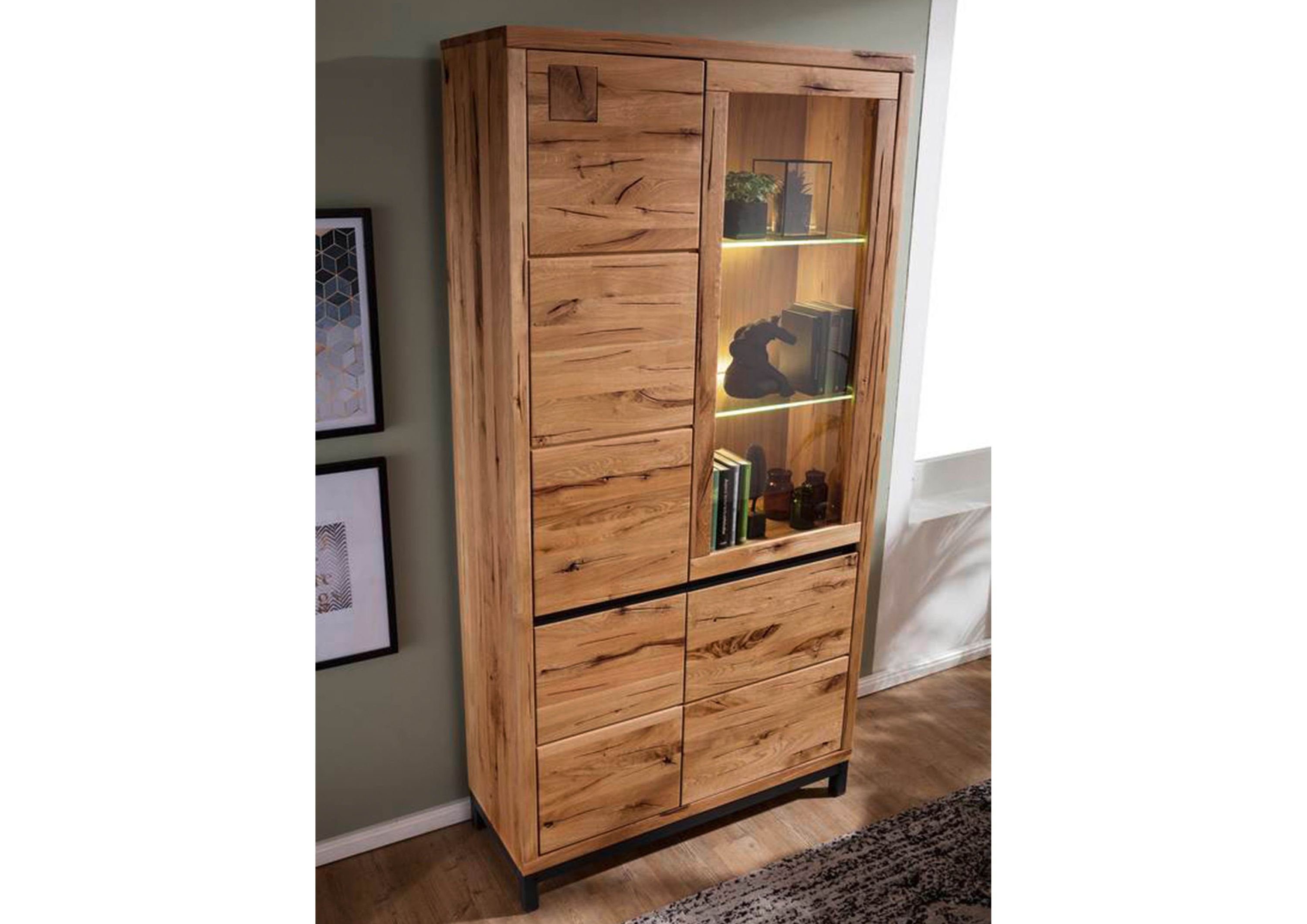 Massivmoebel24 Standvitrine (Vitrine Wildeiche 103x40x205 natur günstig online kaufen