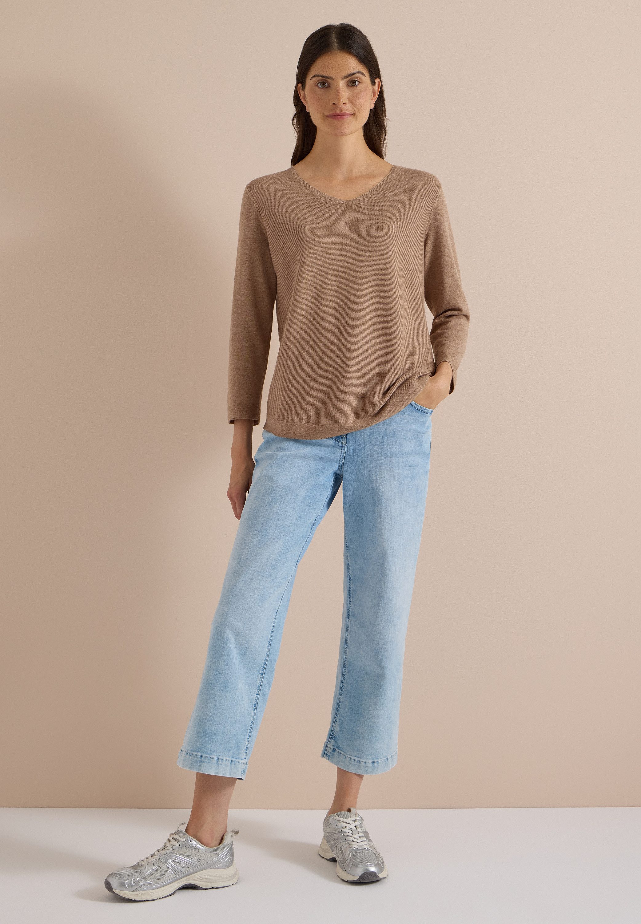 CECIL V-Ausschnitt-Pullover im soften Baumwoll-Mix