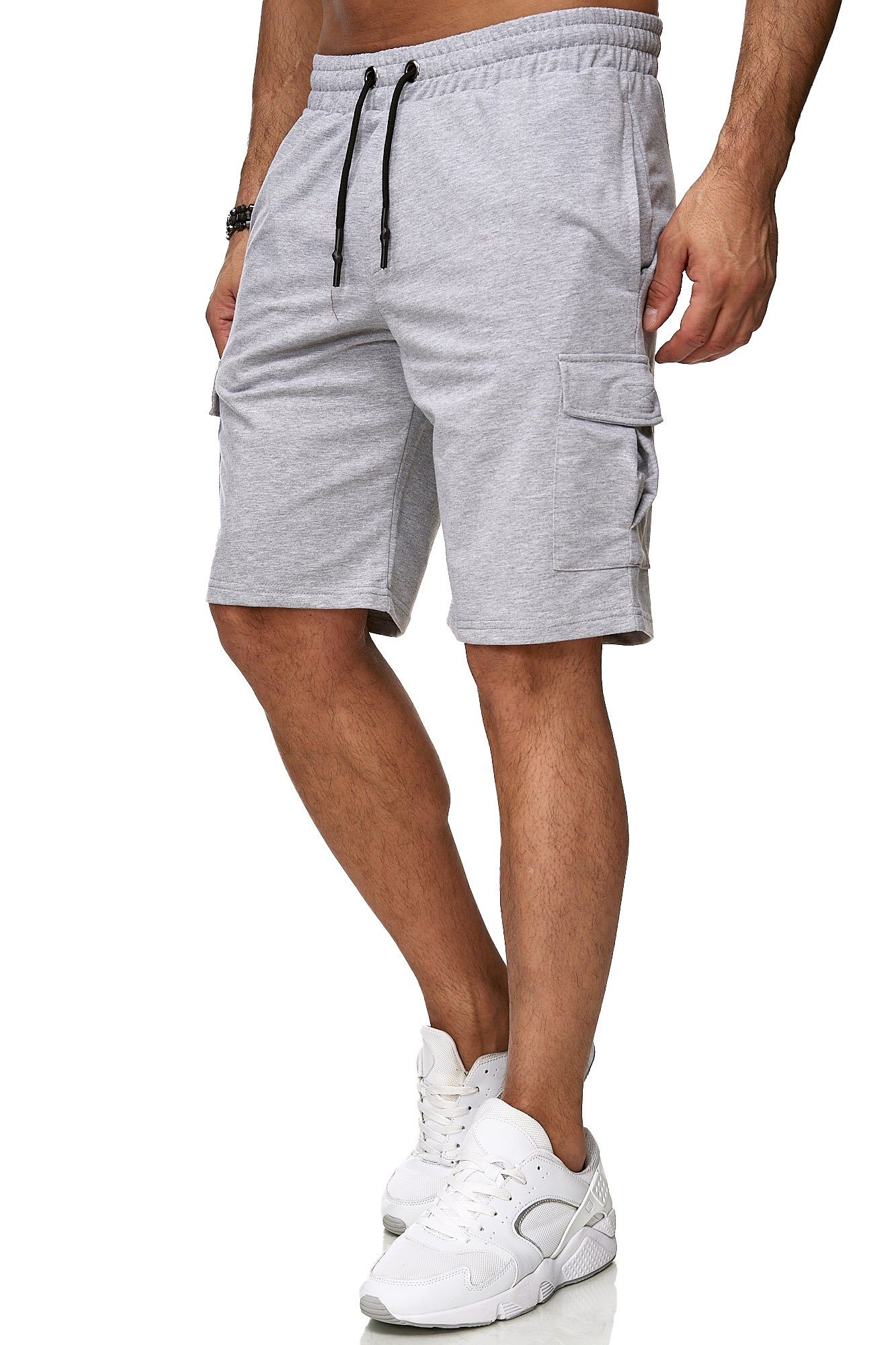 Jogginghose Reslad Cargo-Taschen Bermuda Sport-Hose Kurze Sweatshorts Herren Reslad Shorts mit (1-tlg) Hose Sweatshorts Cargo Jogginghose grau