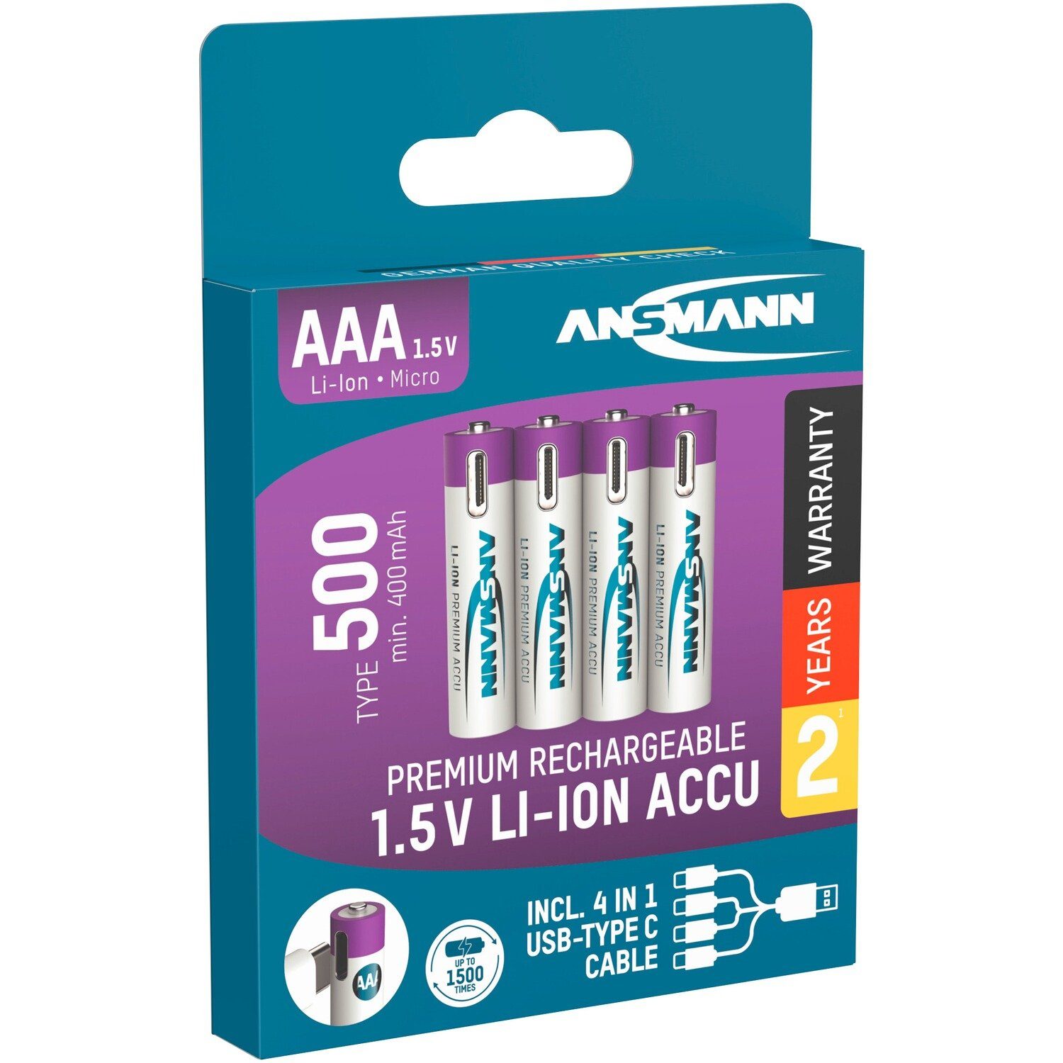 ANSMANN AG Akku Li-Ion Micro AAA Typ 500 – 4 Stück Akku – Bild 2 von 5