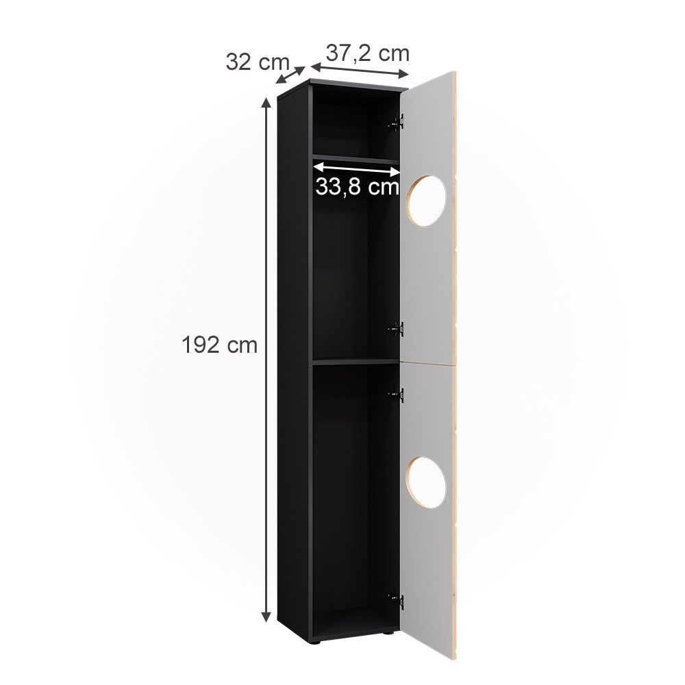 Vicco Hochschrank Irma, Anthrazit/Goldkraft Eiche, 37.2 x 192 cm (1-St)