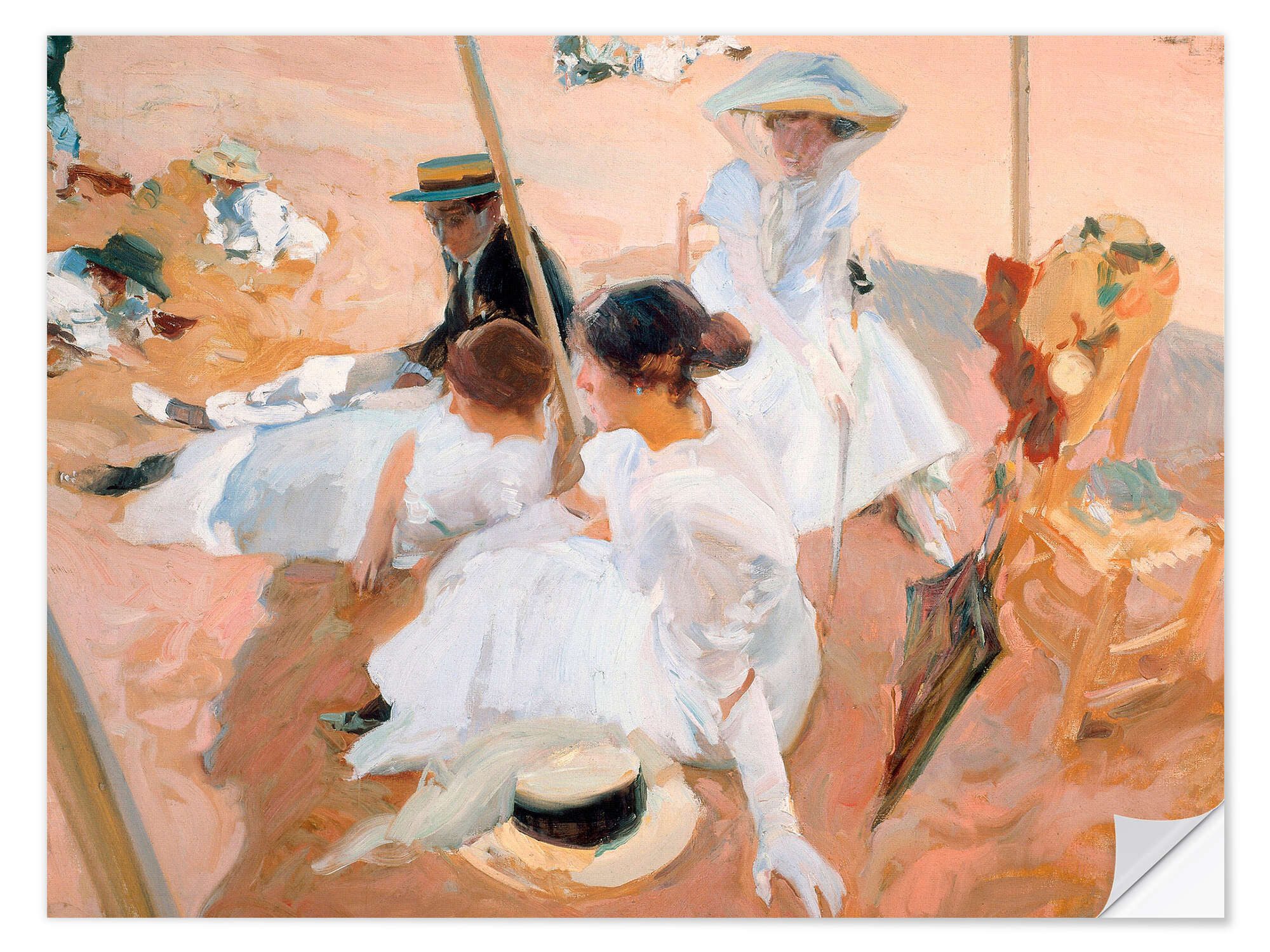 Posterlounge Wandbild Unter dem Sonnenschirm, am Strand in Zarautz, 1905, Joaquín Sorolla y Bastida, erhältlich als Poster, Leinwandbild, Wandsticker oder Acrylglasbild