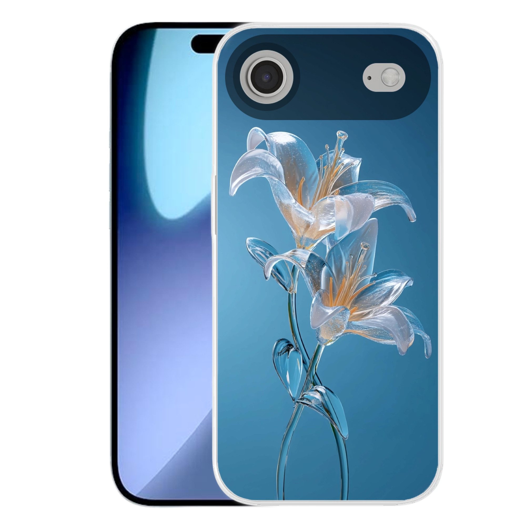 MuchoWow Handyhülle für Apple iPhone Air Lilien - Blau - Gläser, Smartphone-Bumper, Print, Handy Schutzhülle Dünn