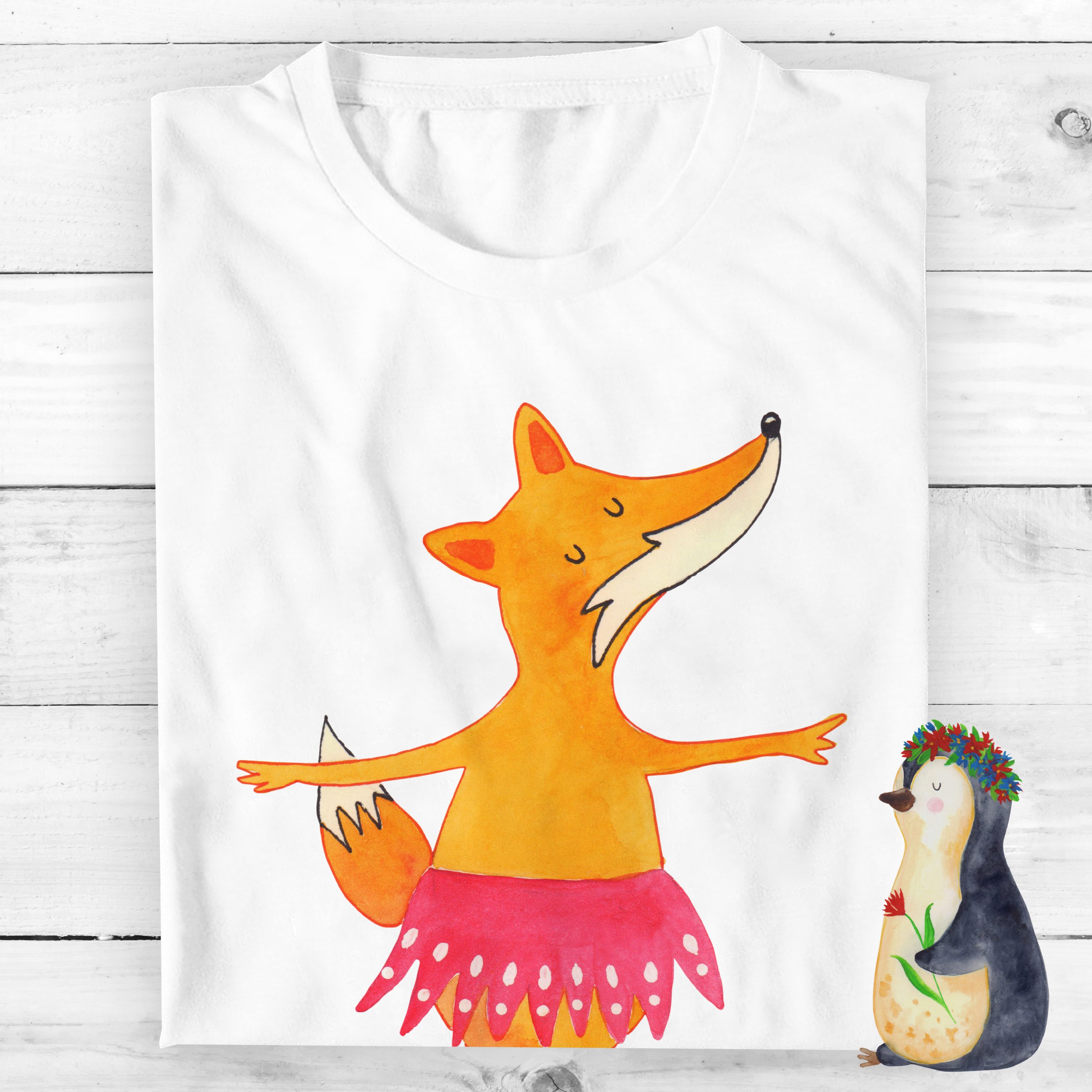 Mr. & Mrs. Panda T-Shirt Fuchs Ballerina, T-Shirt, Weiß, Ballerina, Geburtstag, Oversize T-Shi (Packung) Großes T-Shirt Elegant Geburtstag