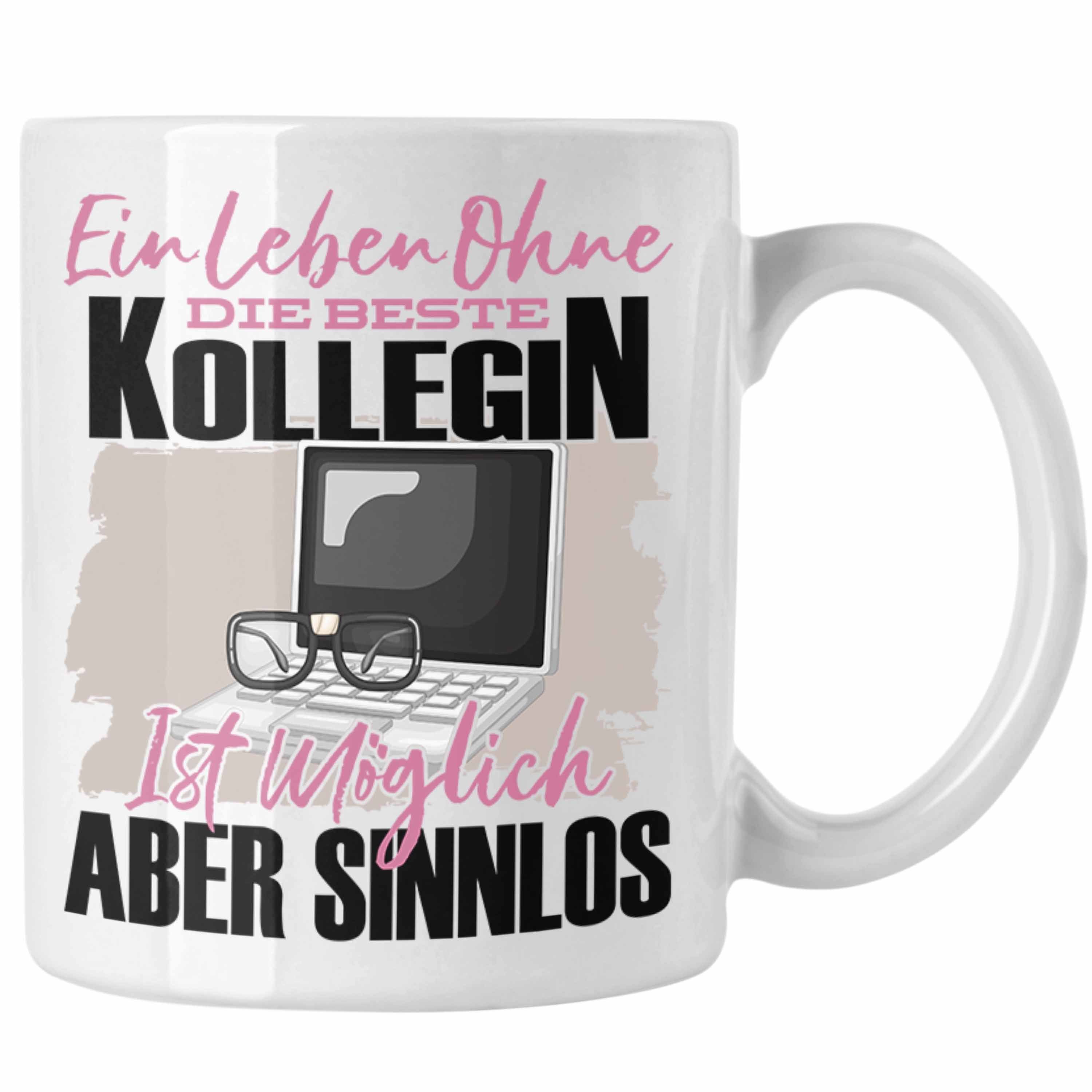 Trendation Tasse Trendation - Die Beste Kollegin Tasse Geschenkidee Lustiger Spruch Arb Weiss