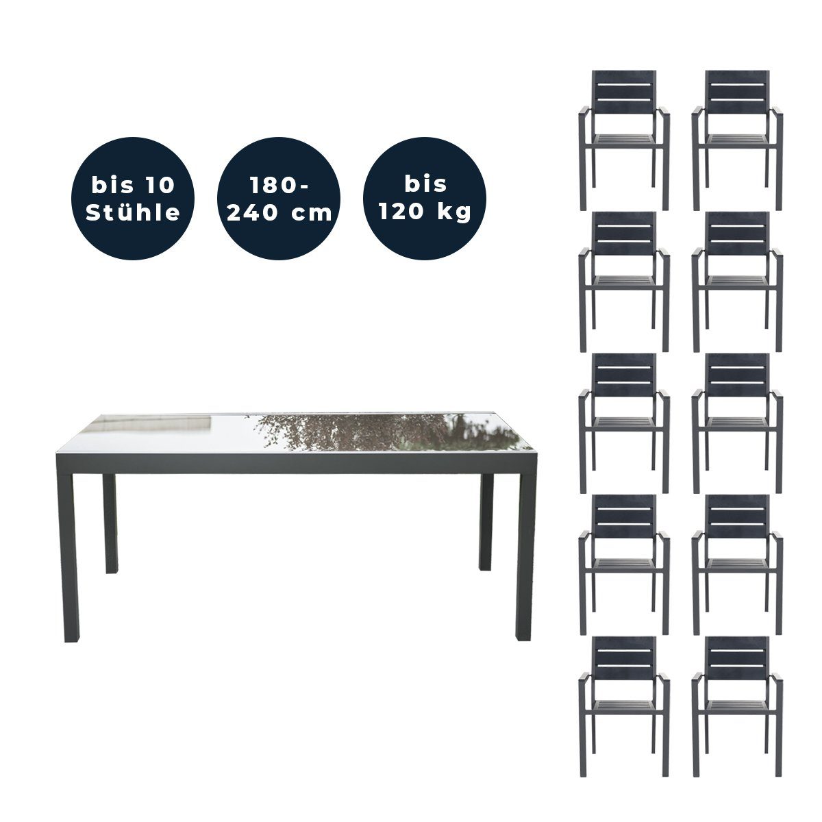 HOME DELUXE Sitzgruppe »SOL MADERA«, im Set Tisch mit 2, 4, 6 oder 8