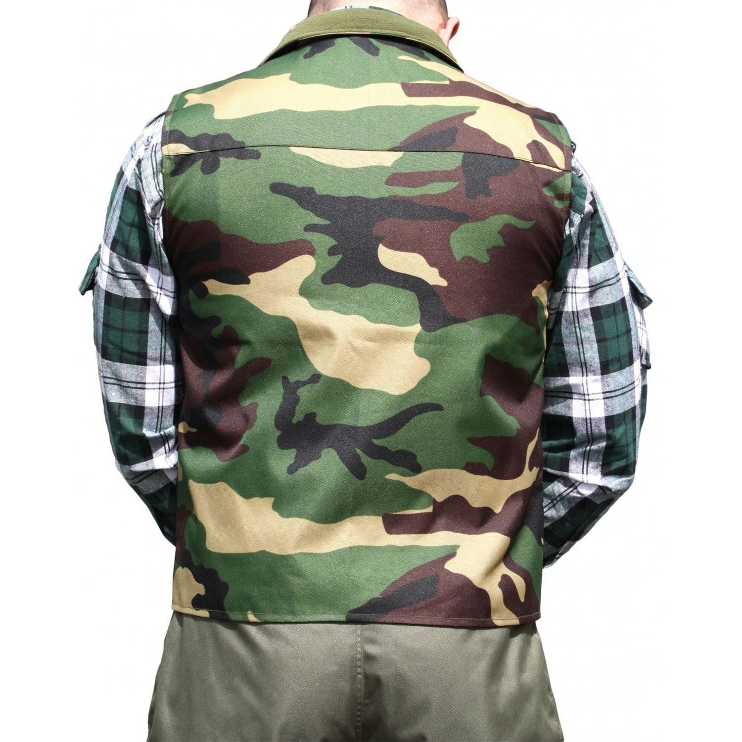 German Wear Jagdweste GW611W Jagdweste in der Farbe Militär mit einer Hirschstickerei