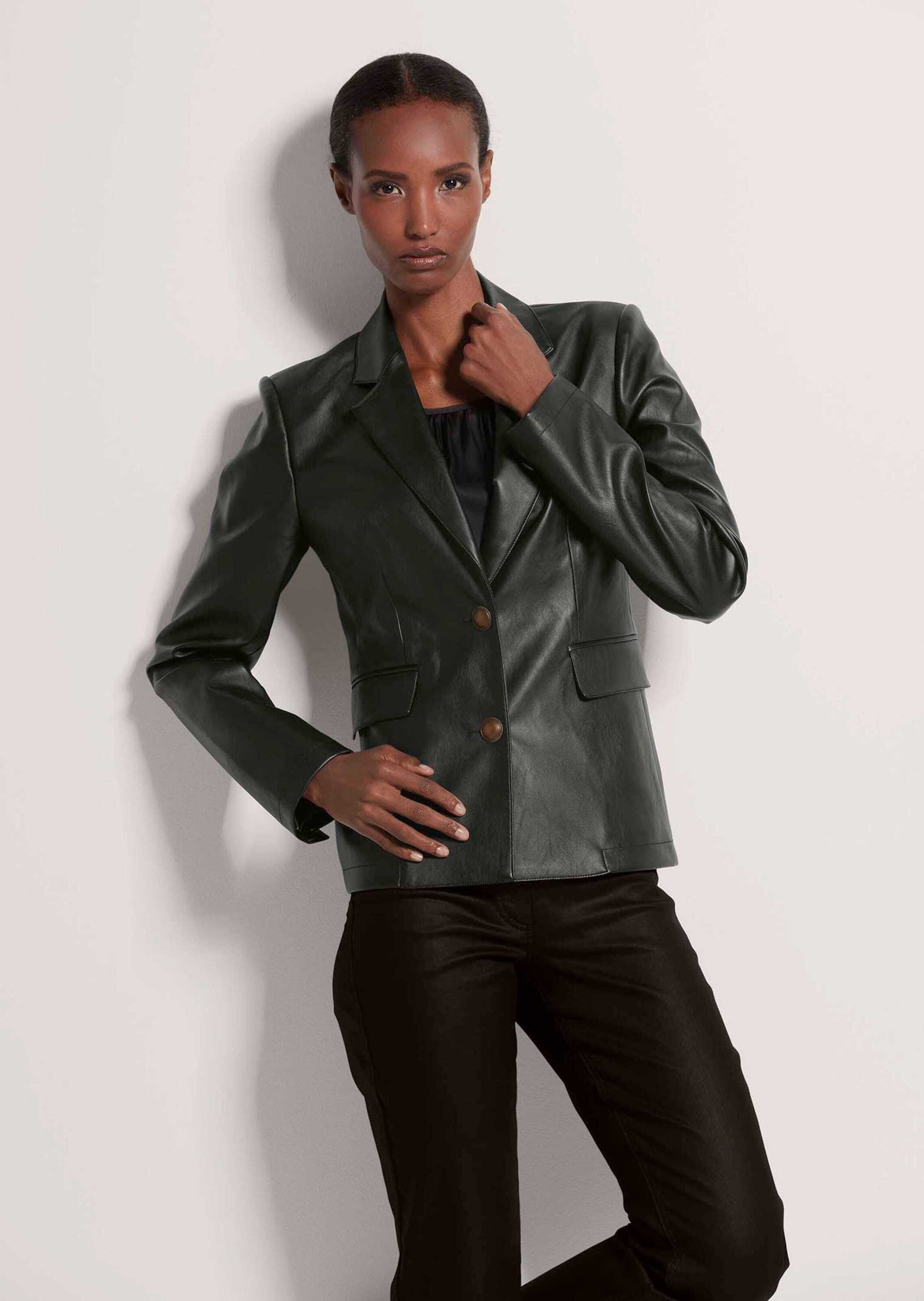 Kurzblazer Blazer aus Leder-Imitat