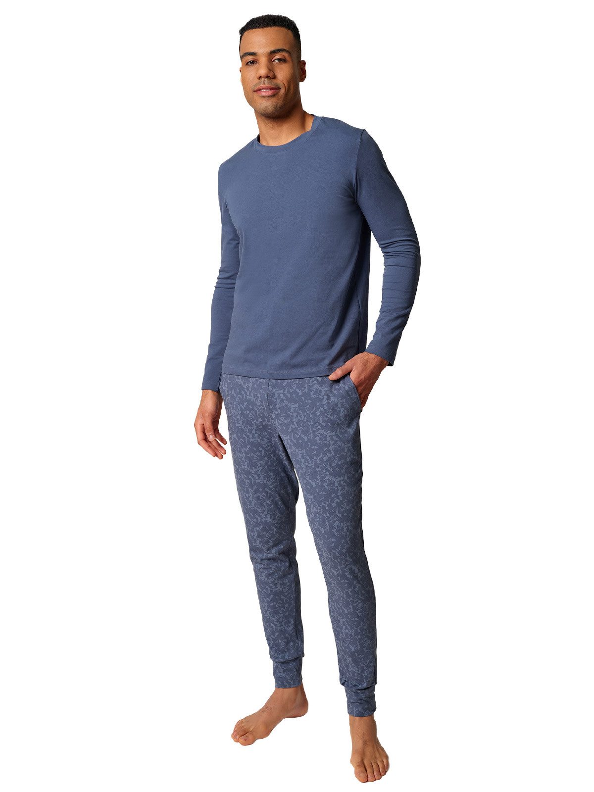 Skiny Pyjama Herren Pyjama lang Slumberline (Stück, 1 tlg) Hautfreundlich, elastischer Bund, Grafisch, Basic