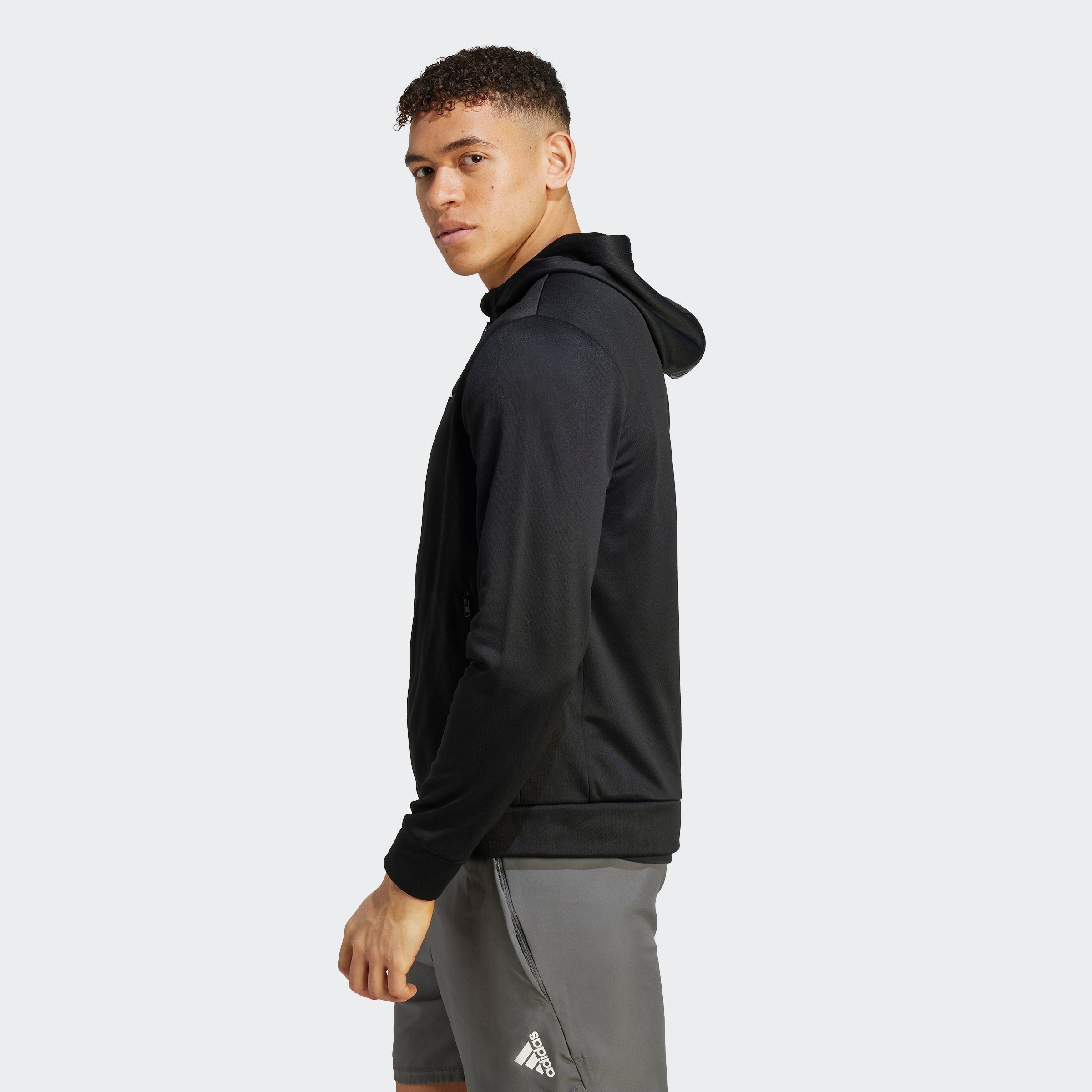 TRAIN TRAINING (1-tlg) KAPUZENJACKE Sweatjacke black-white ESSENTIALS SEASONAL Performance adidas