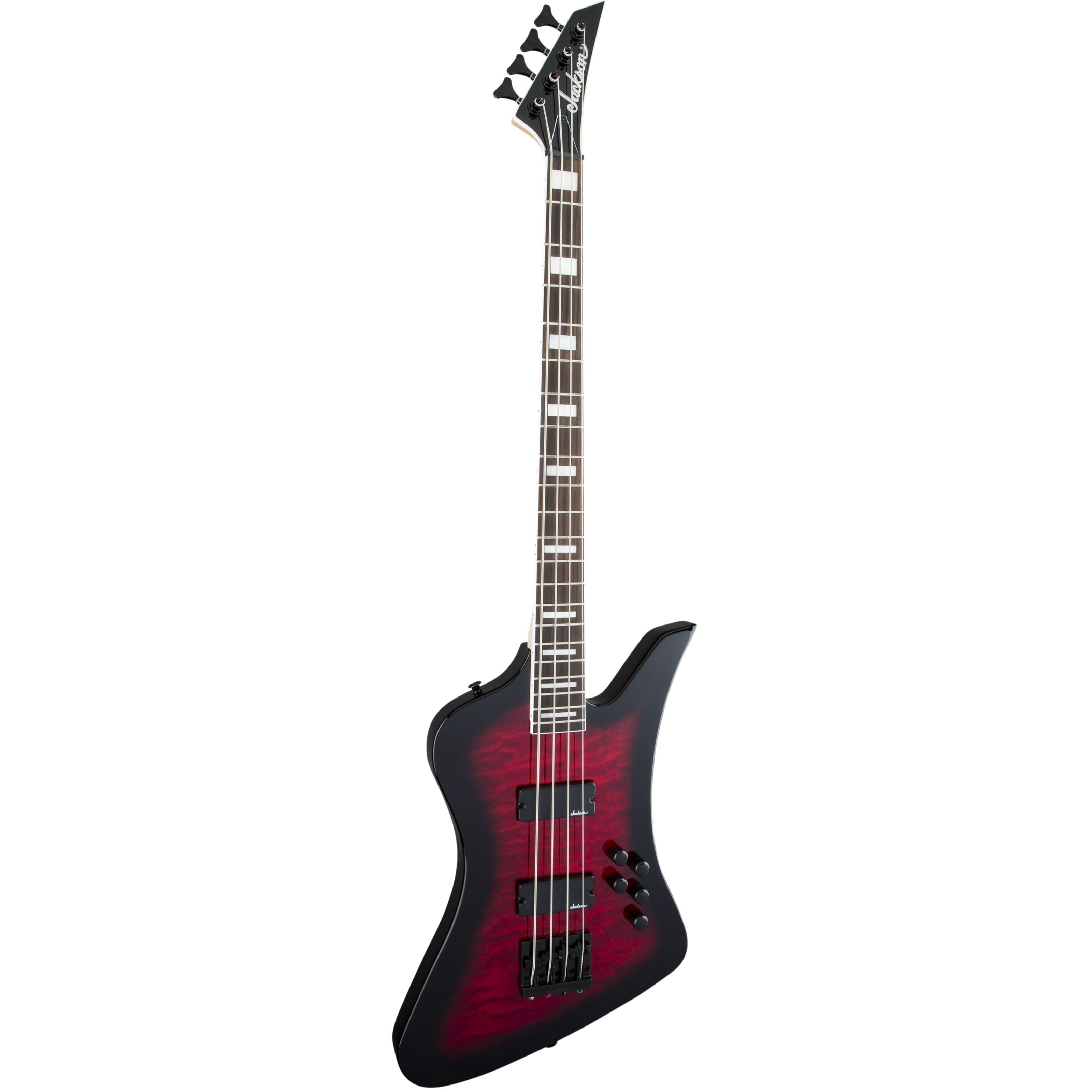 Jackson E-Bass, E-Bässe, 4-Saiter E-Bässe, JS Series Kelly Bird Bass JS3Q AM Transparent Red Burst - E-Bass